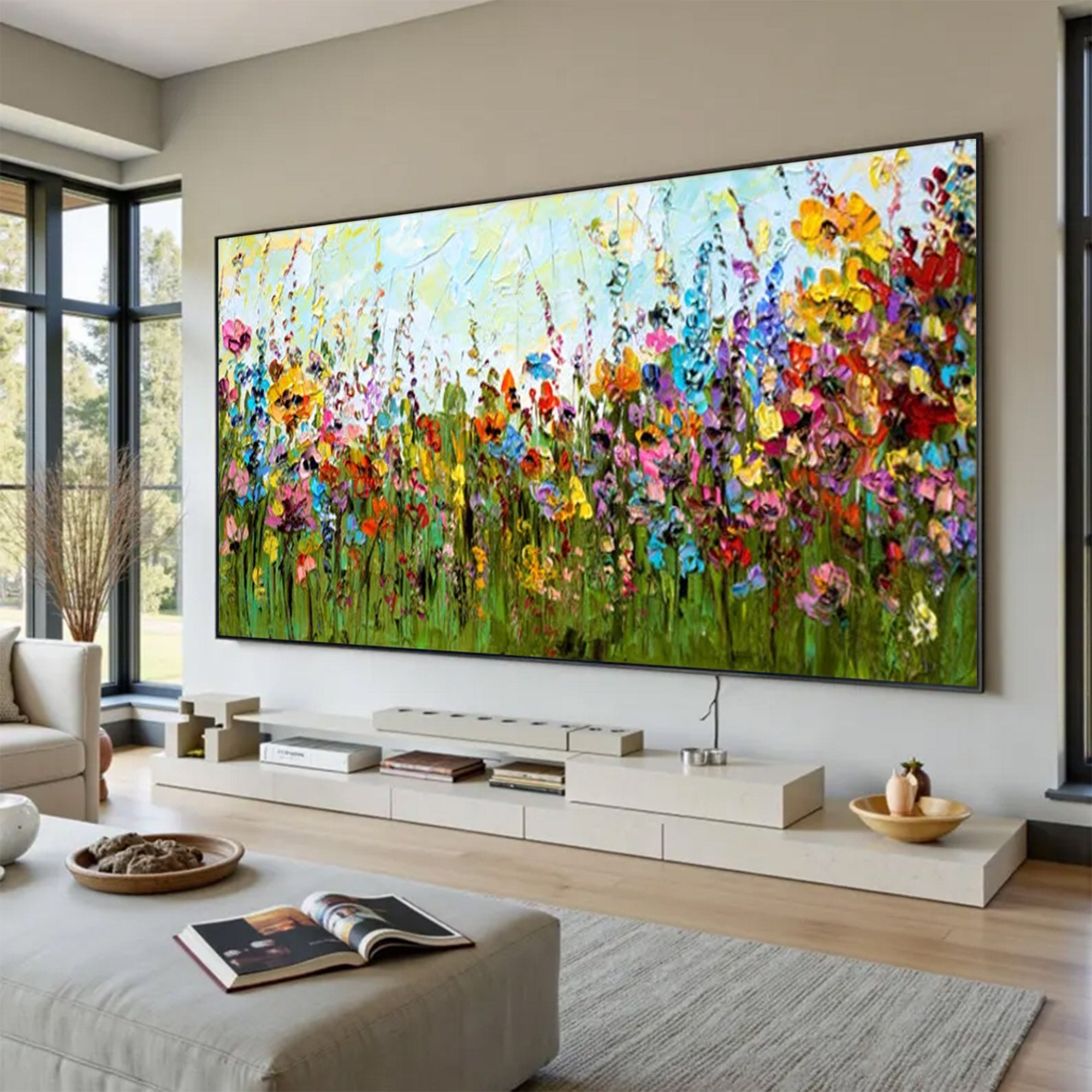 Large Abstract Navy Blue & Gold Square | ArtvistaGallery #WGA 040