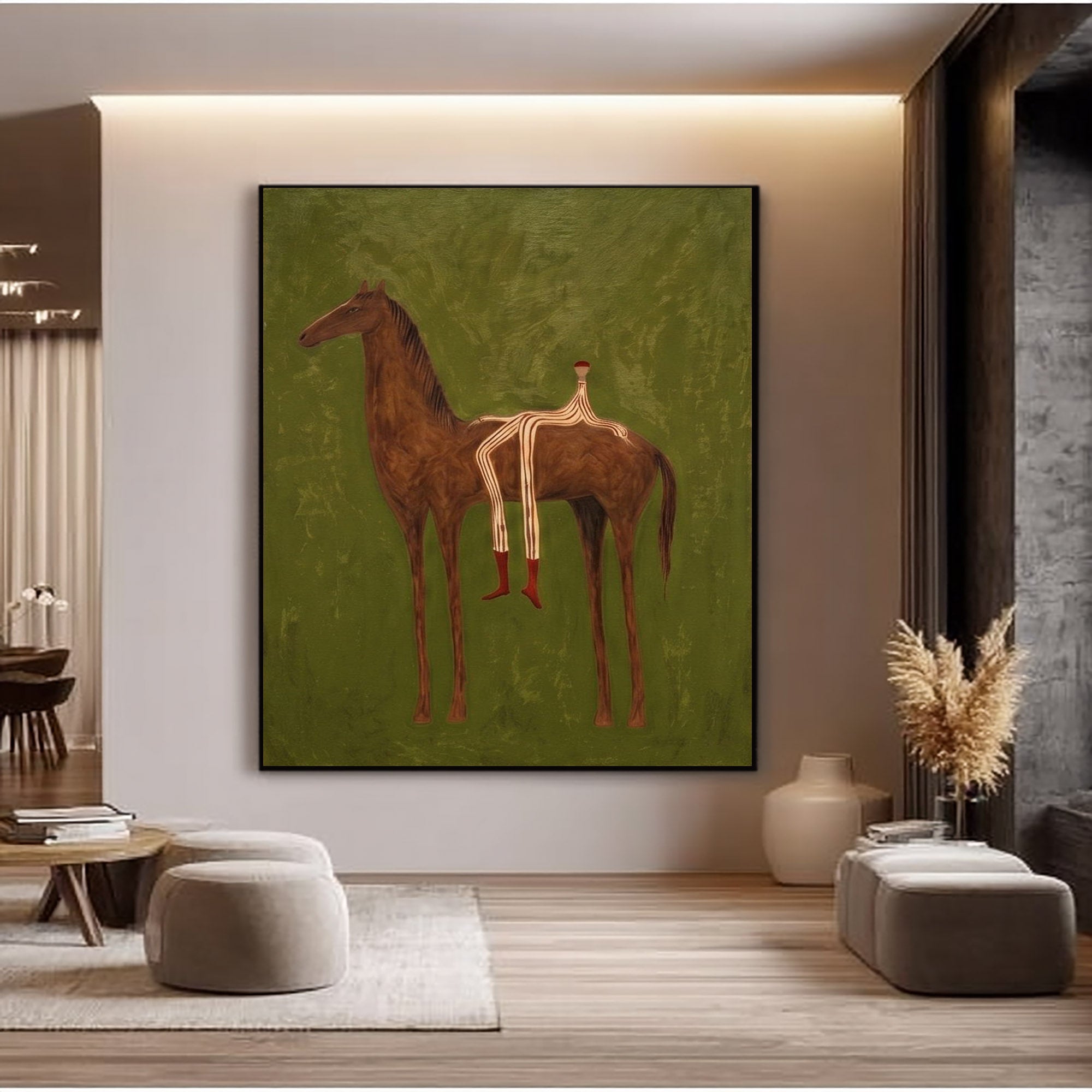 Large Cowboy Horse Wall Art Contemporary Western Figurative Painting
