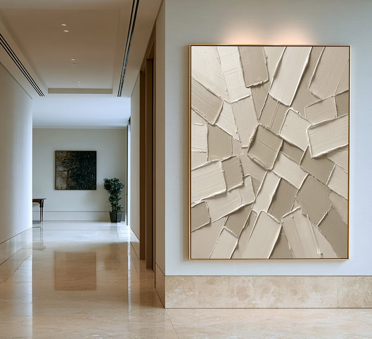 Fragments Gather At The Center Large Textured Abstract Wall Art Sculptural Relief Painting Modern Interior Decor