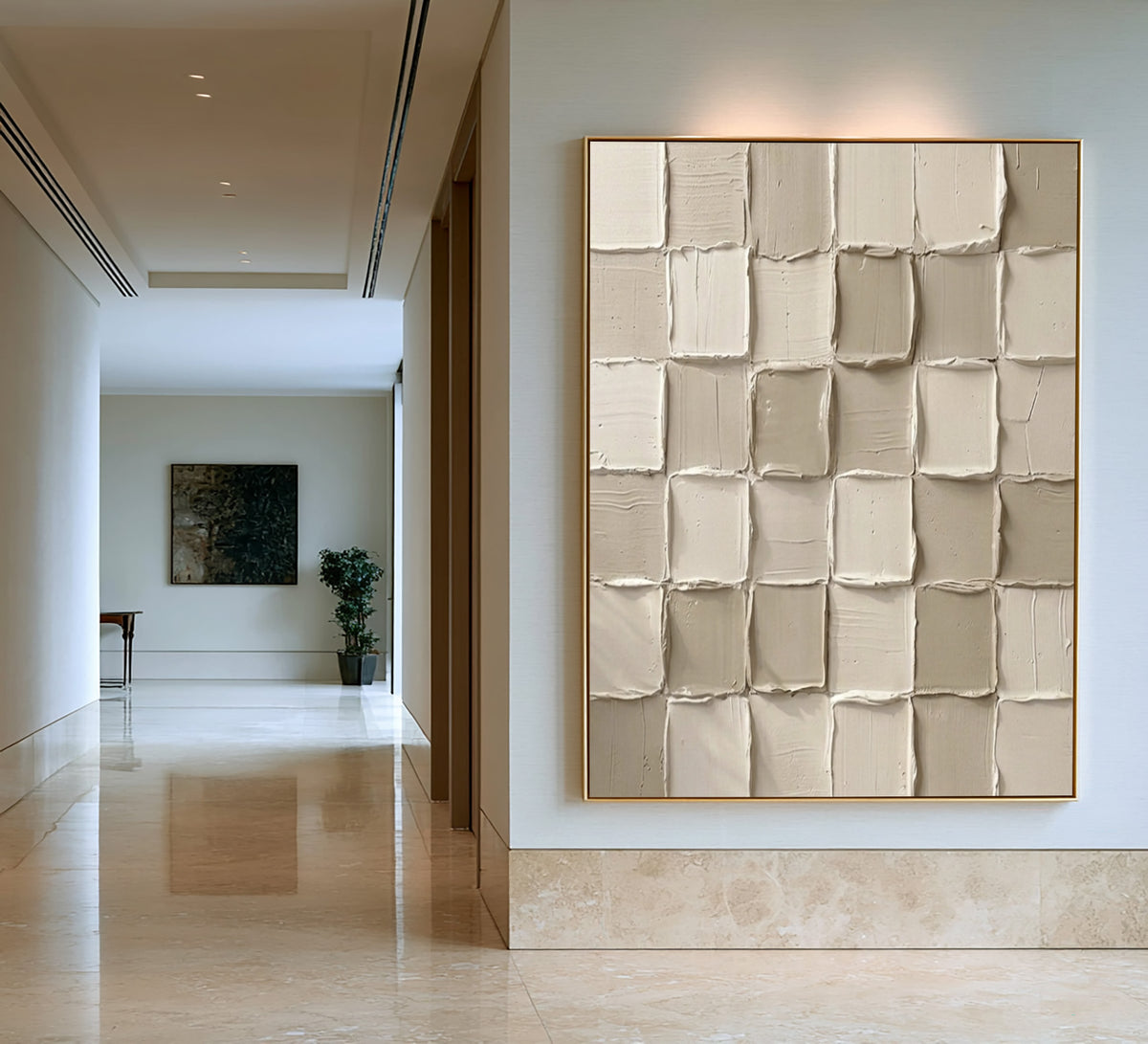Fragments Finding Their Rhythm Large Textured Ivory Abstract Wall Art Modular Relief Artwork