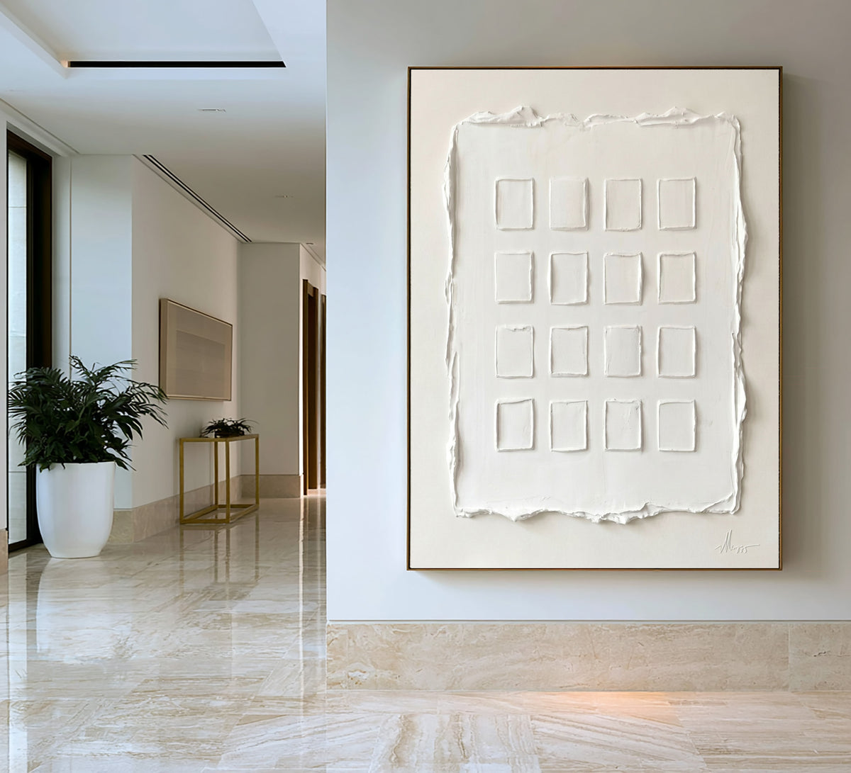 Fragments Of Order And Light White Abstract Wall Art Textured Relief Contemporary Painting