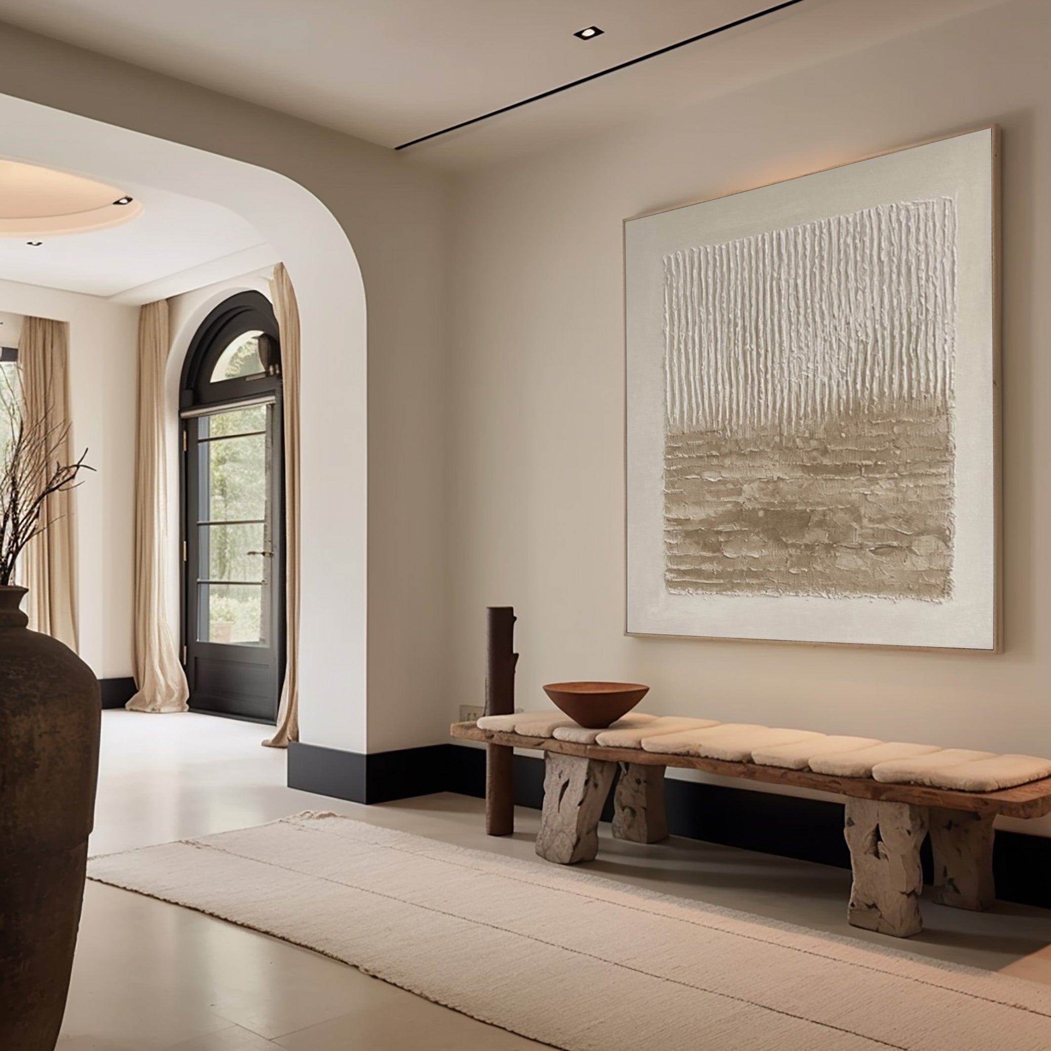Neutral Impasto with Vertical Striations and Earthy Horizon #BGA 196