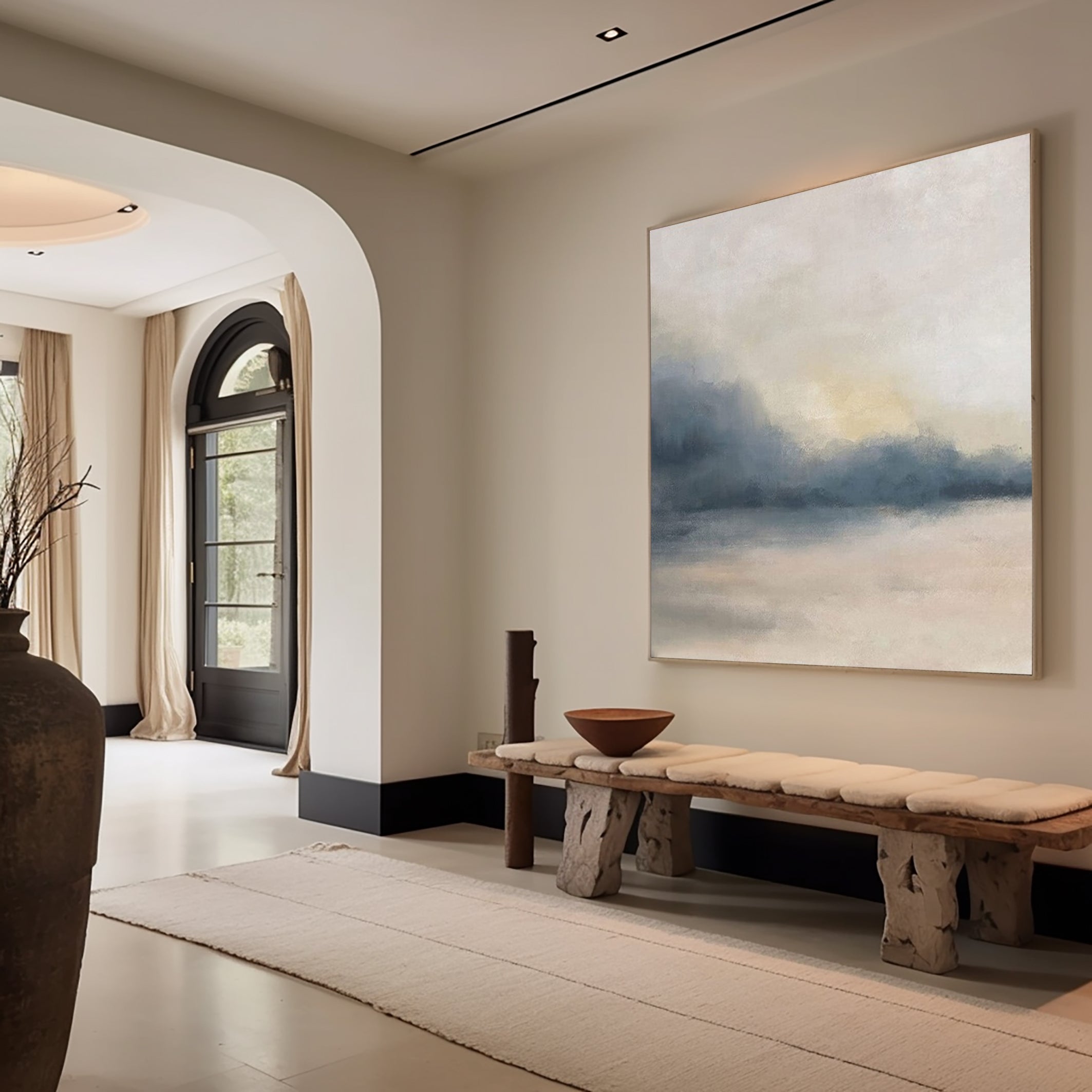 Muted Horizon: Large Soft Color Abstract Landscape Art #BGA 137
