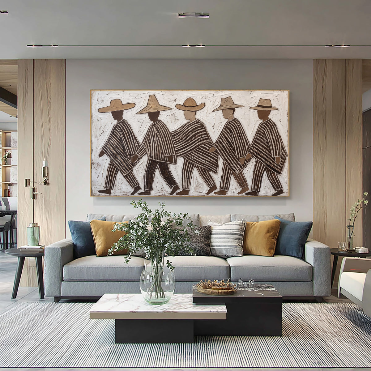 Folk Art Painting, Southwestern Figurative Wall Art, Hand Painted Textured Artwork