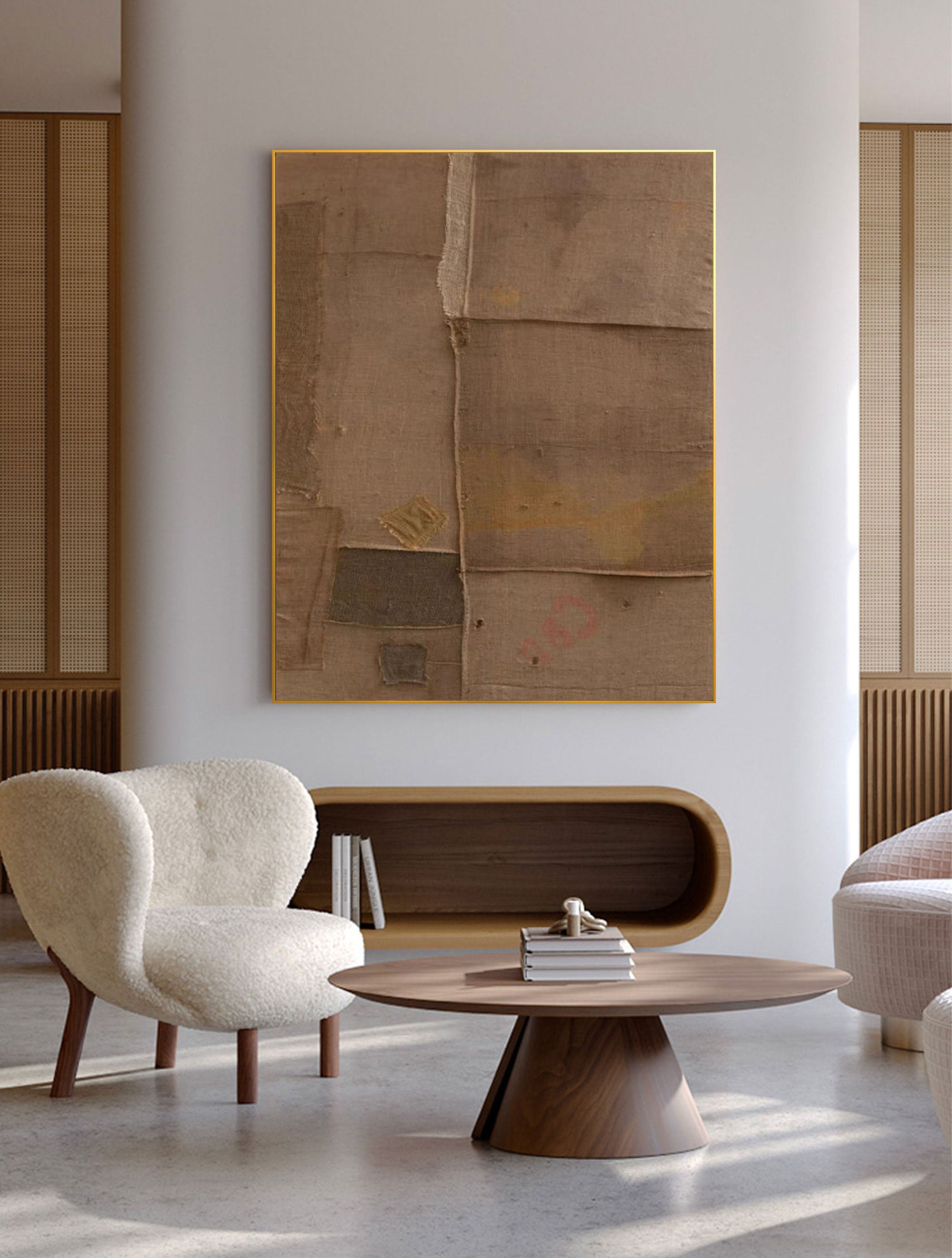 Beige & Brown Abstract Painting #LL 021