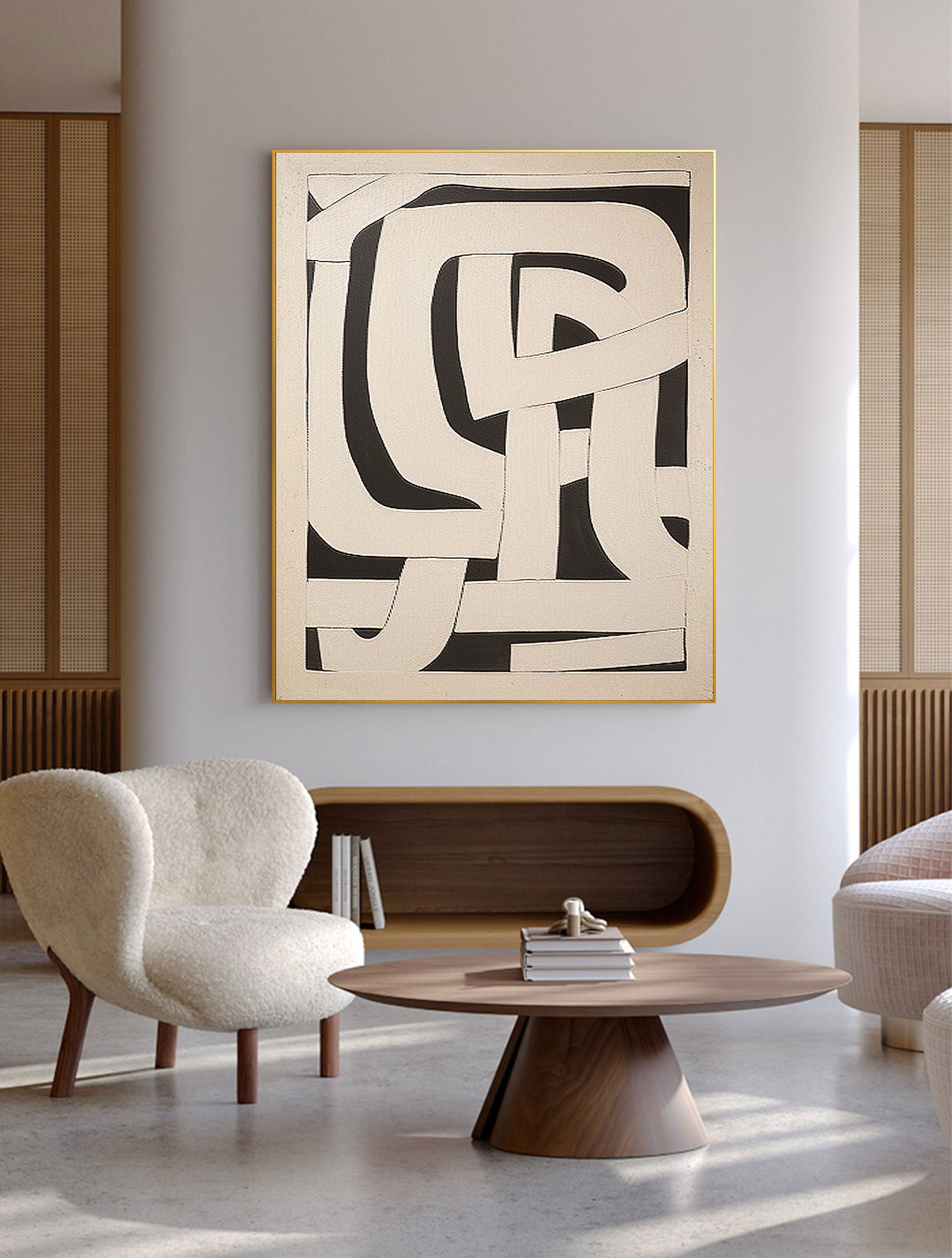 Beige & Brown Abstract Painting #LL 035