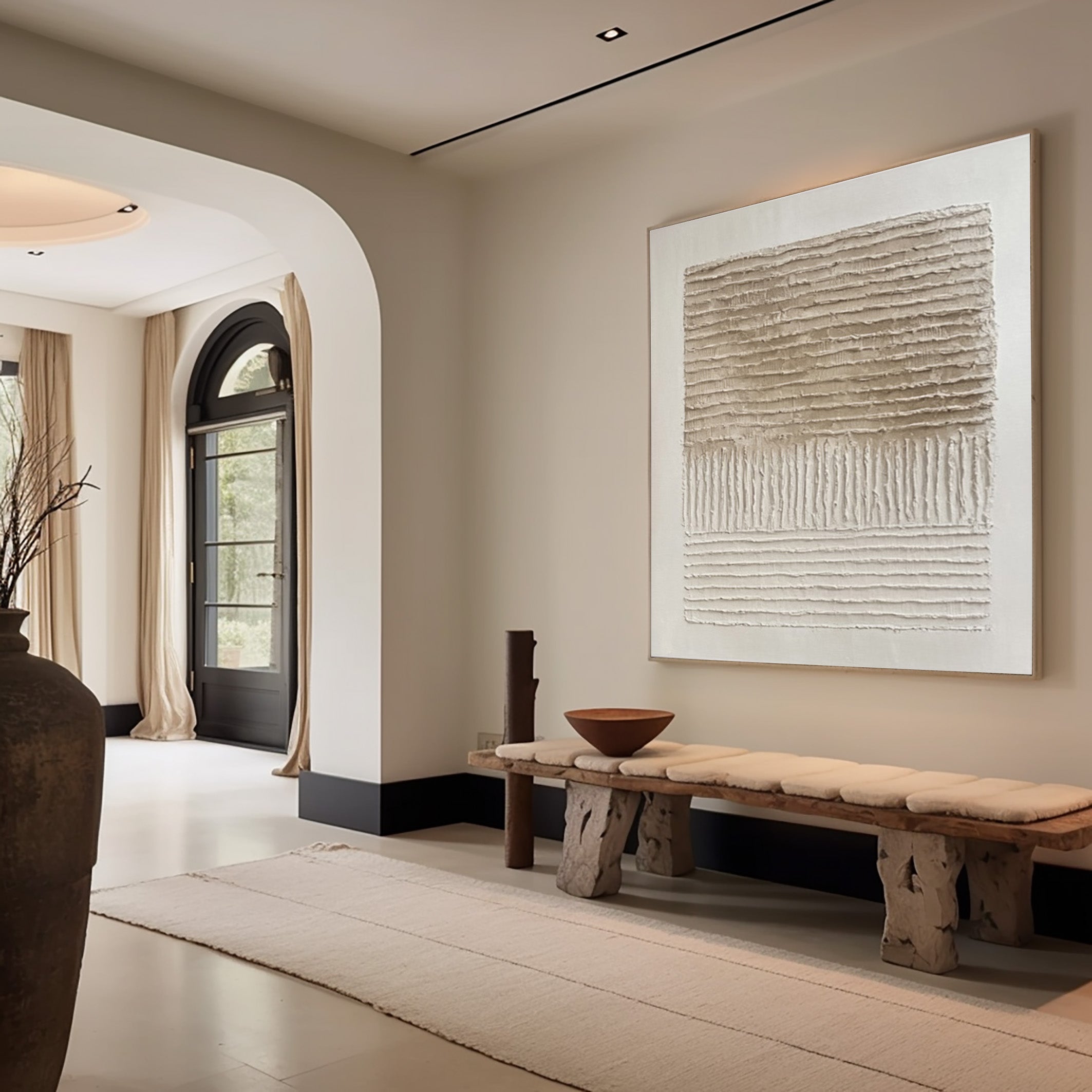 Neutral Art with Horizontal Impasto and Vertical Striations #BGA 197