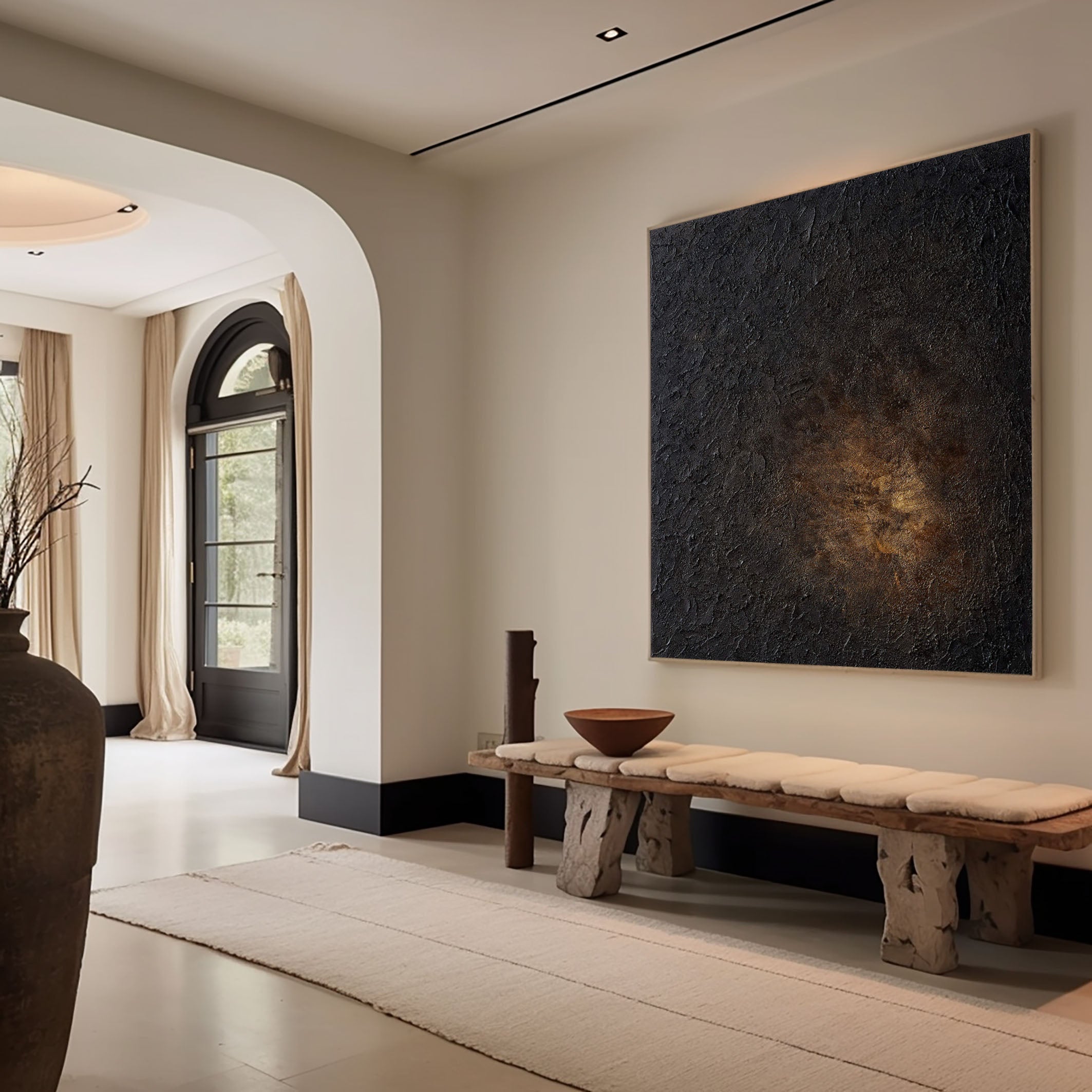 Abstract Texture Canvas with Glimmering Light, Dark Impasto #BGA 068