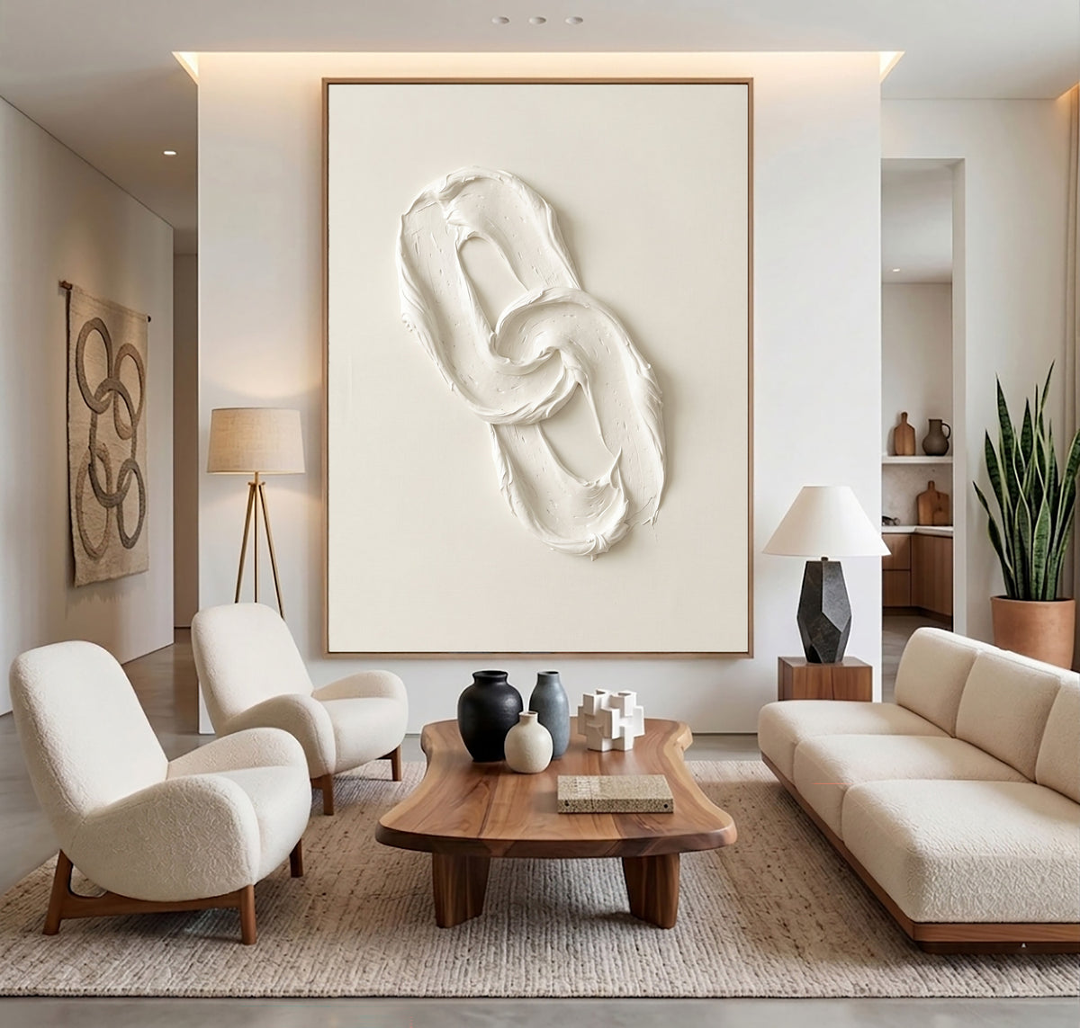 An Endless Gesture Large White Textured Abstract Wall Art Sculptural Relief Contemporary Minimalist Artwork