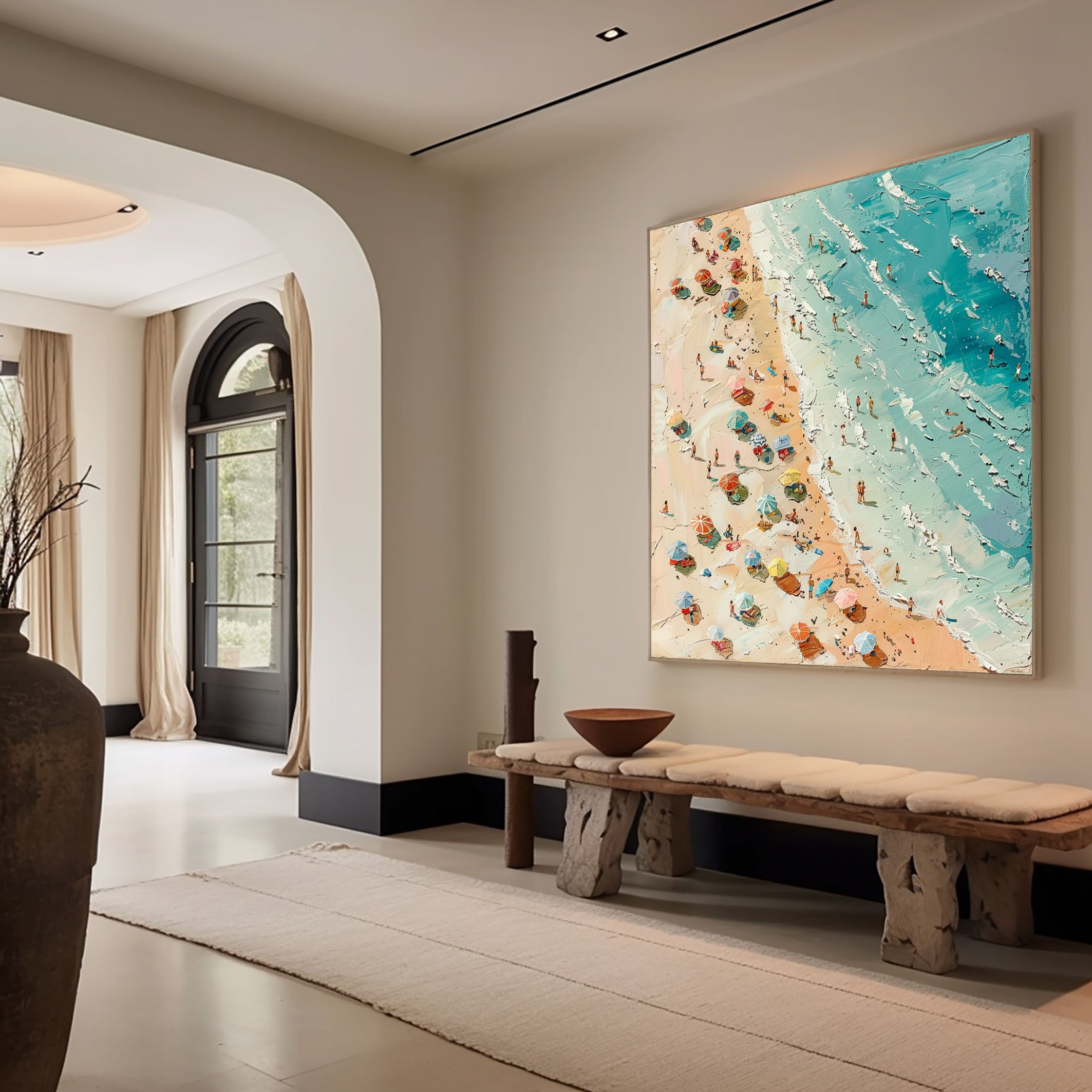 Sunny Beach Day Canvas Art Vibrant Coastal Wall Decor #OS 025