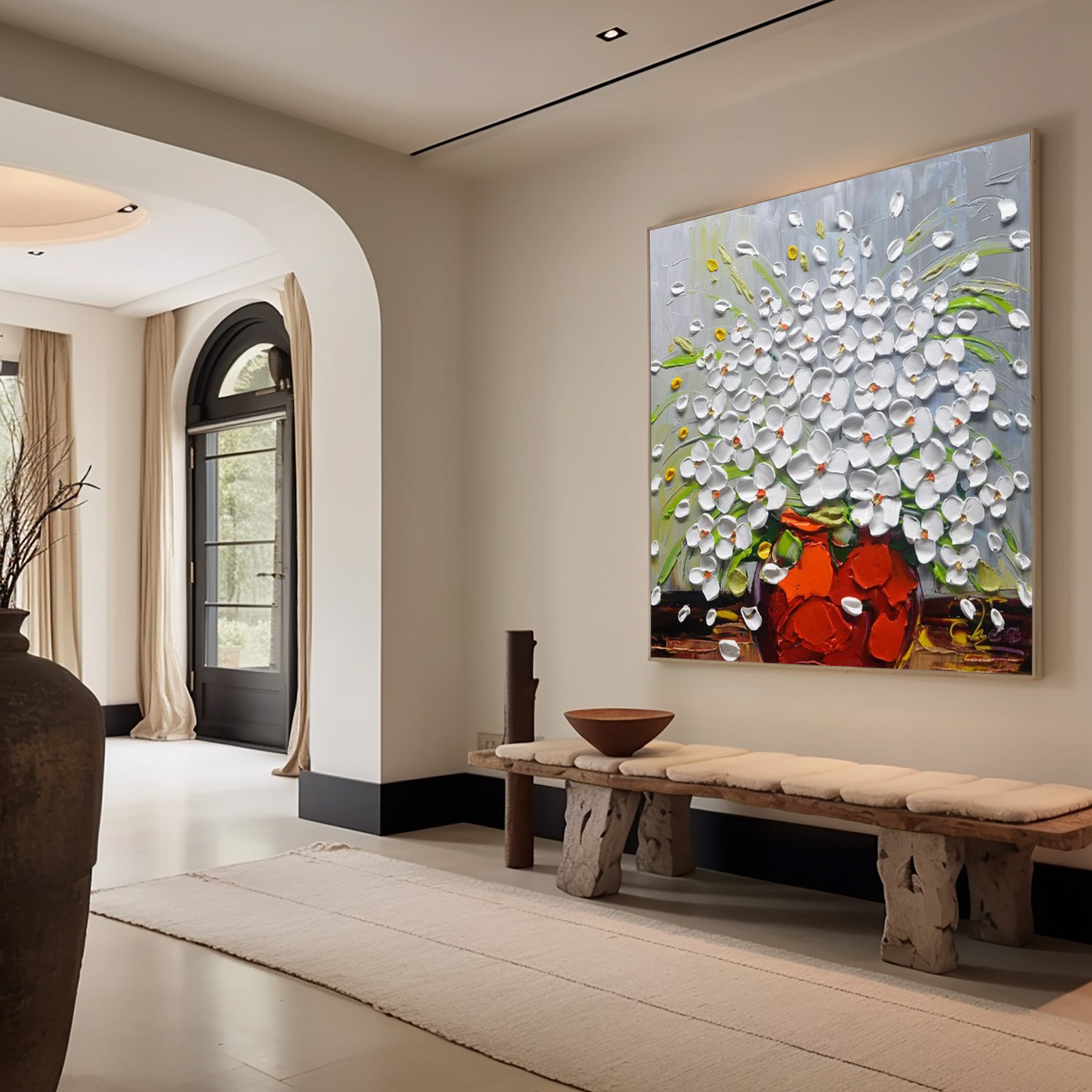 Impasto Garden: Vibrant Textured Flowers, Bold Floral Display #BGA 148