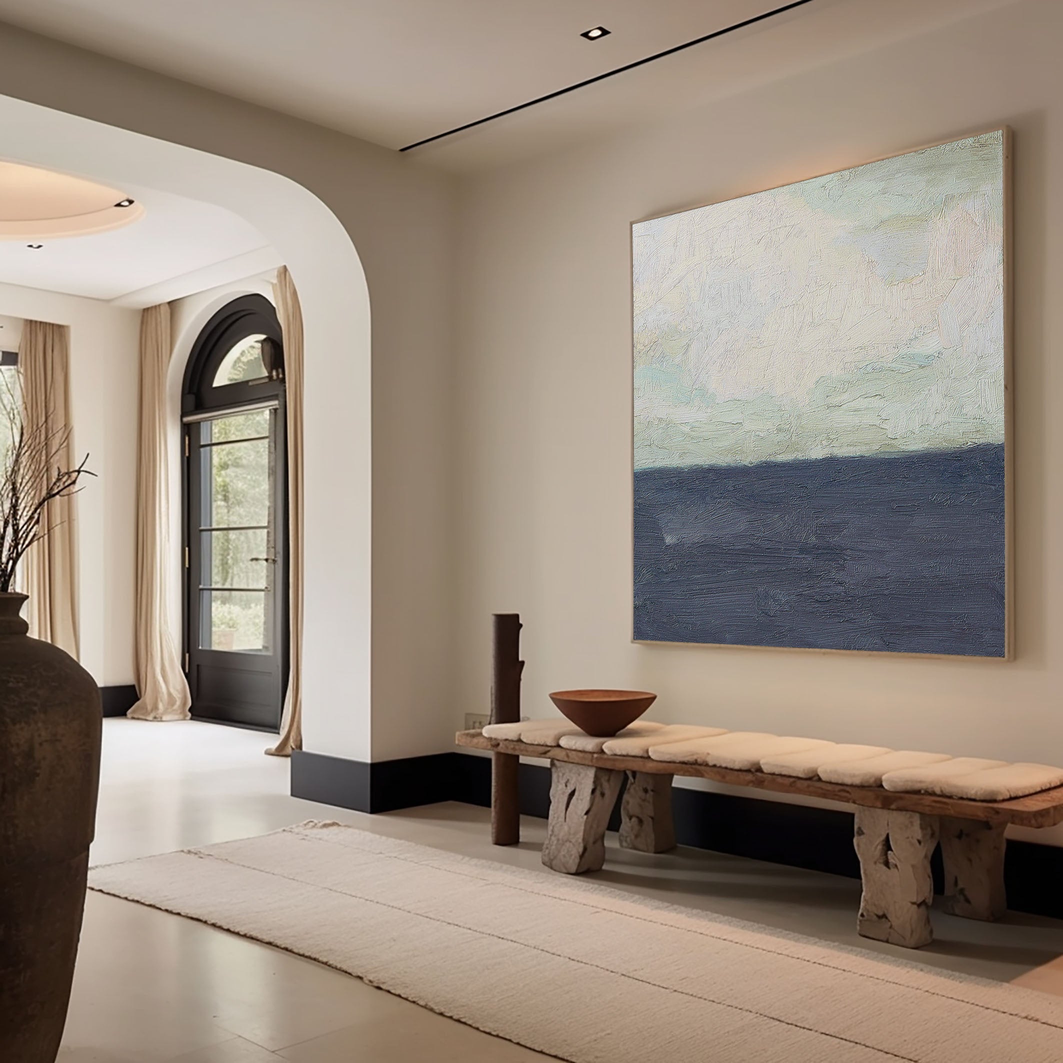 Minimalist Impasto Abstract Wall Art, Horizontal Color Fields #BGA 071