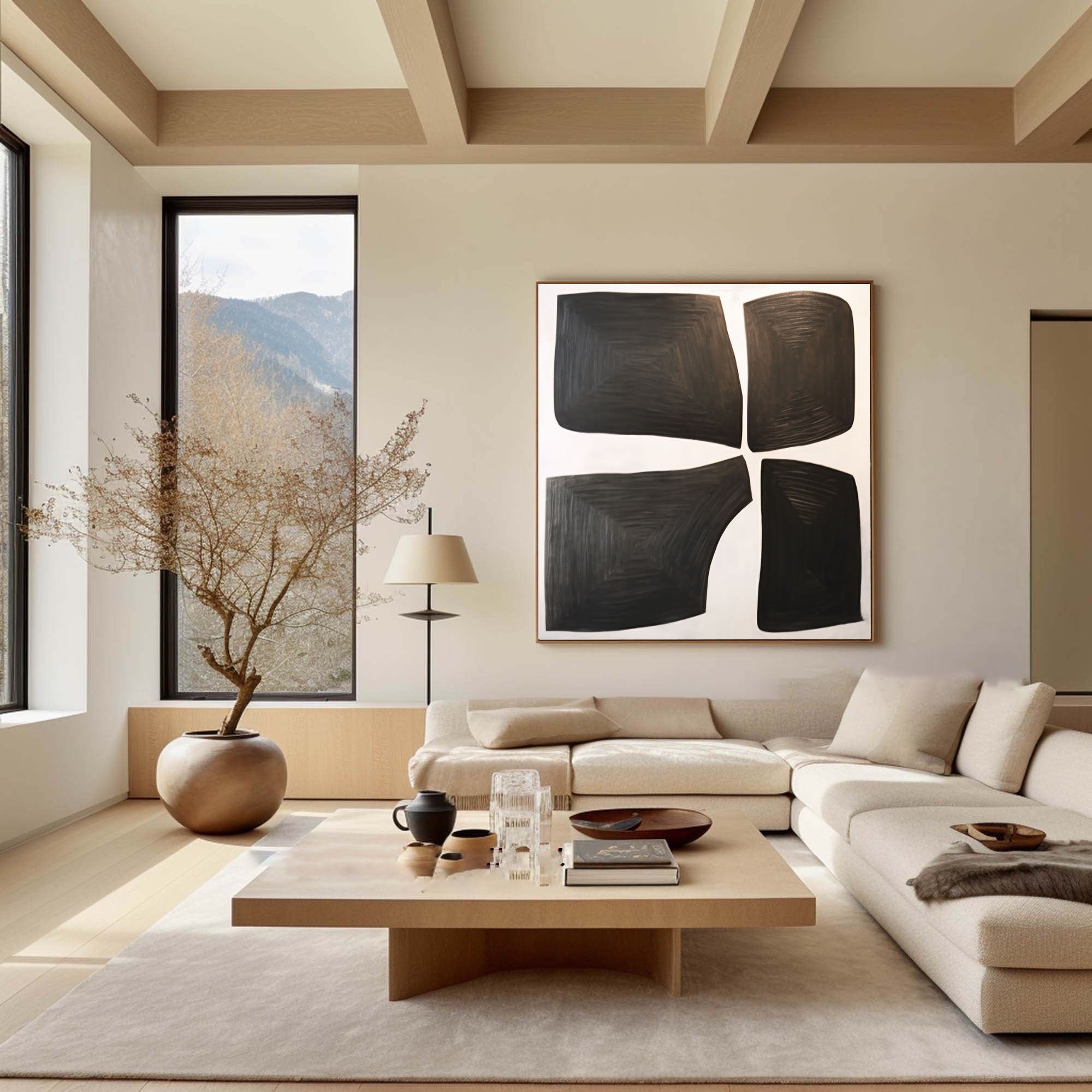 Black & White Abstract Painting #LL 011