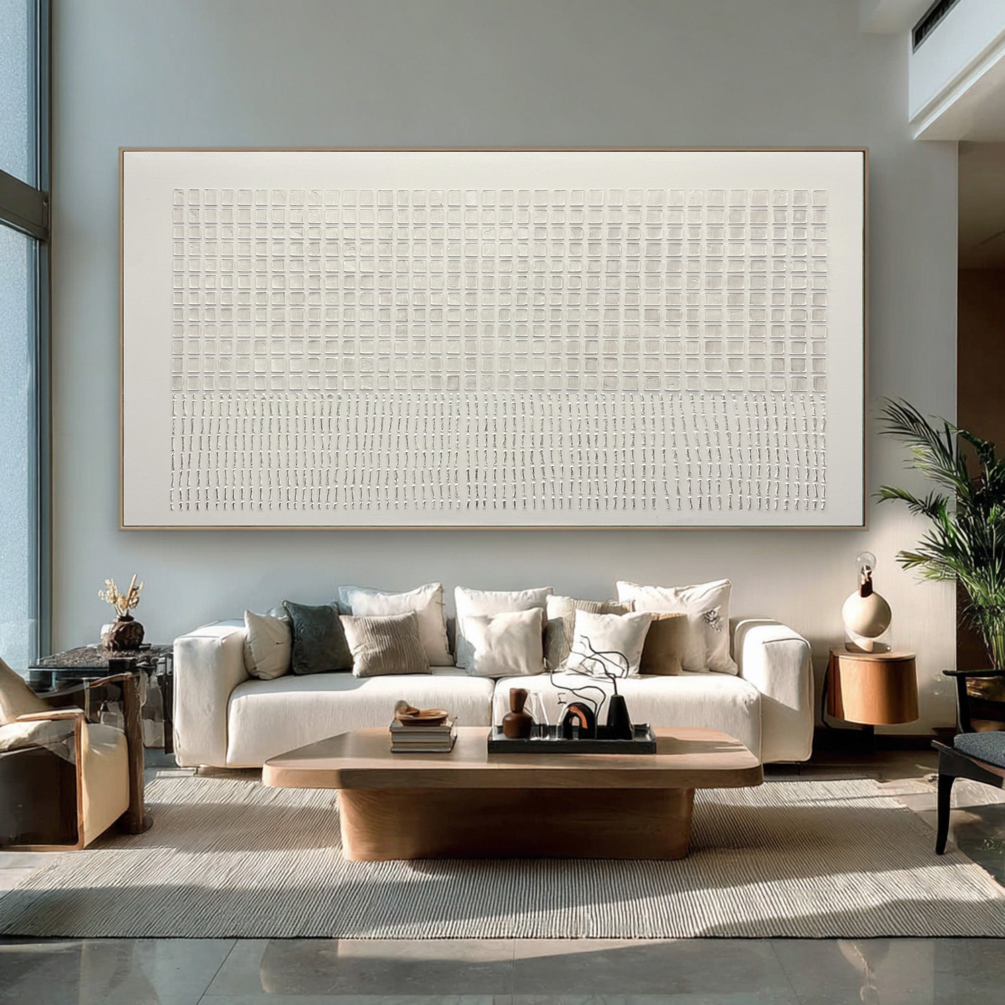 Large Abstract Oil Painting Beige Texture, Statement Wall Art for Modern Living Room | ArtvistaGallery #WAB 023