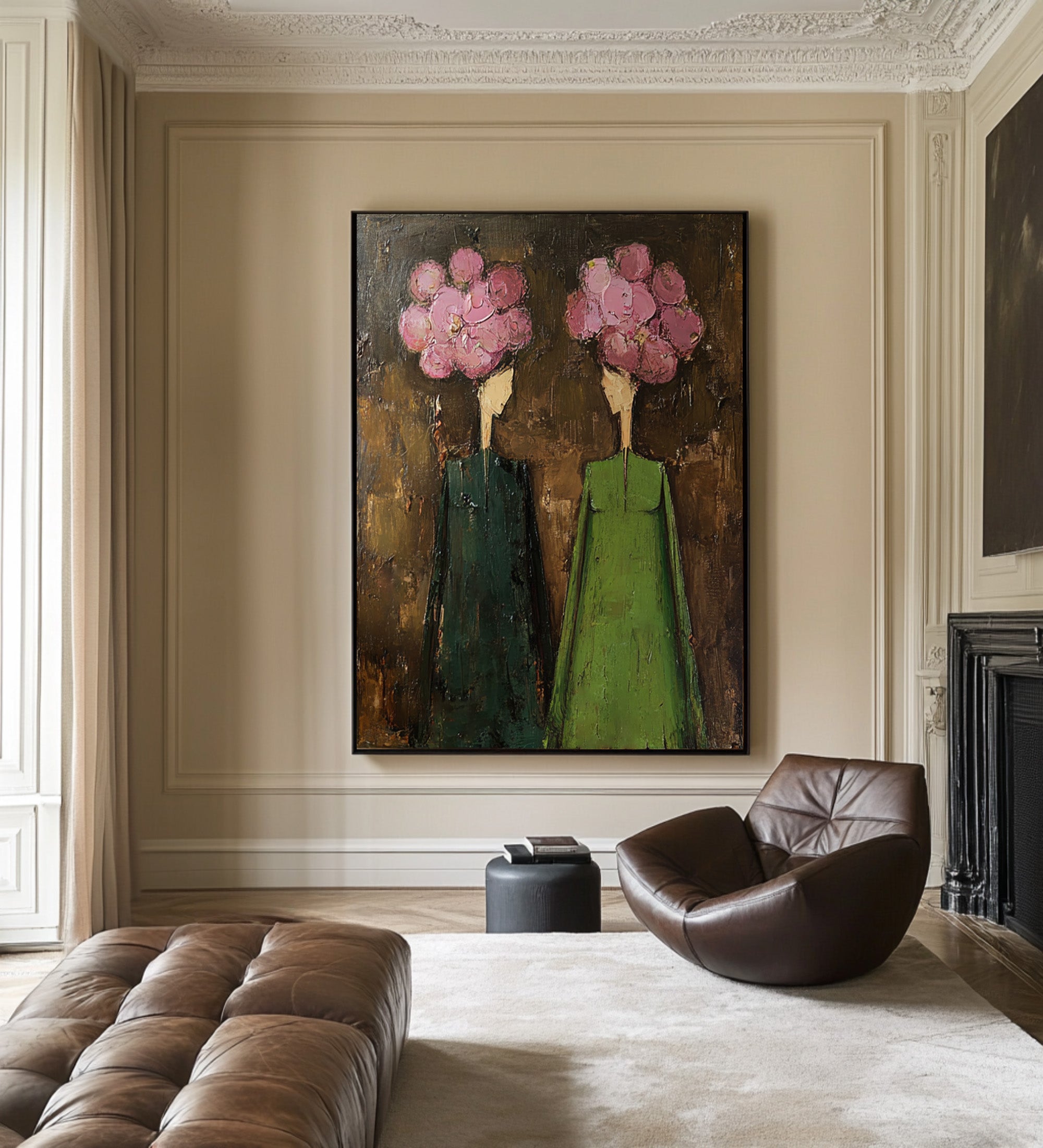 Large Contemporary Figurative Oil Painting – Statement Canvas Art for Entryway Wall #WAB 038