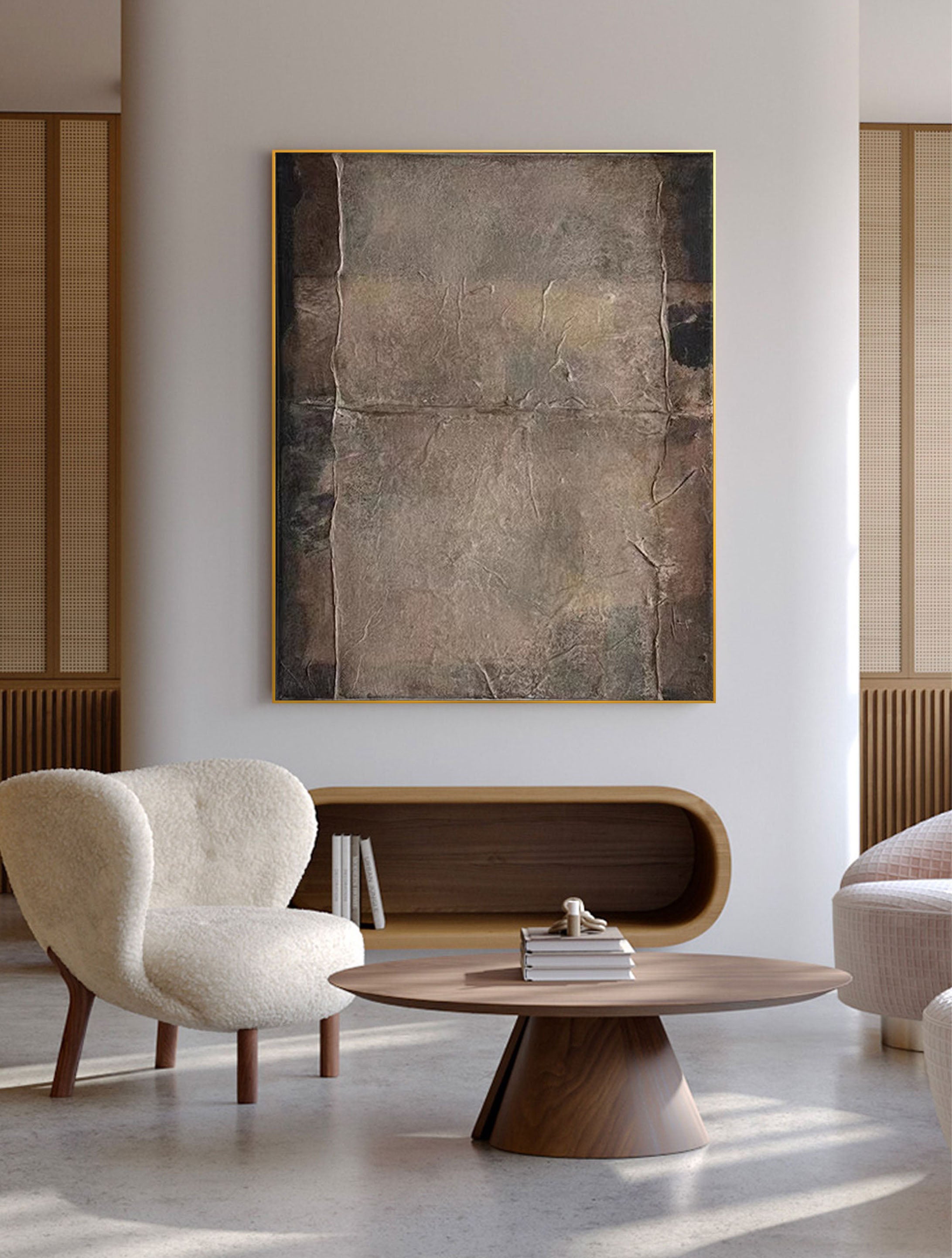 Beige & Brown Abstract Painting #LL 017