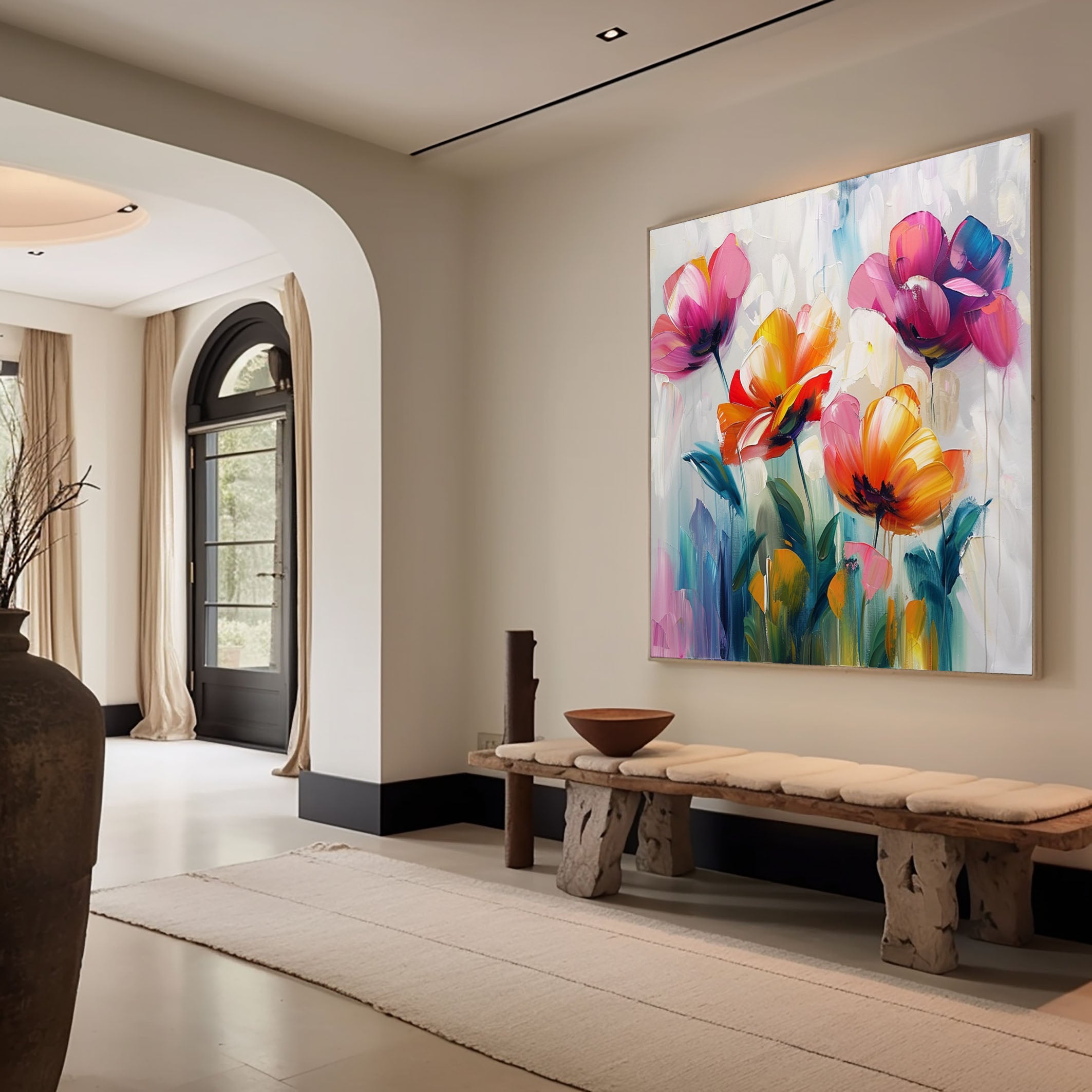 Vibrant Bloom Canvas Art Colorful Flower Wall Decor #FT 031