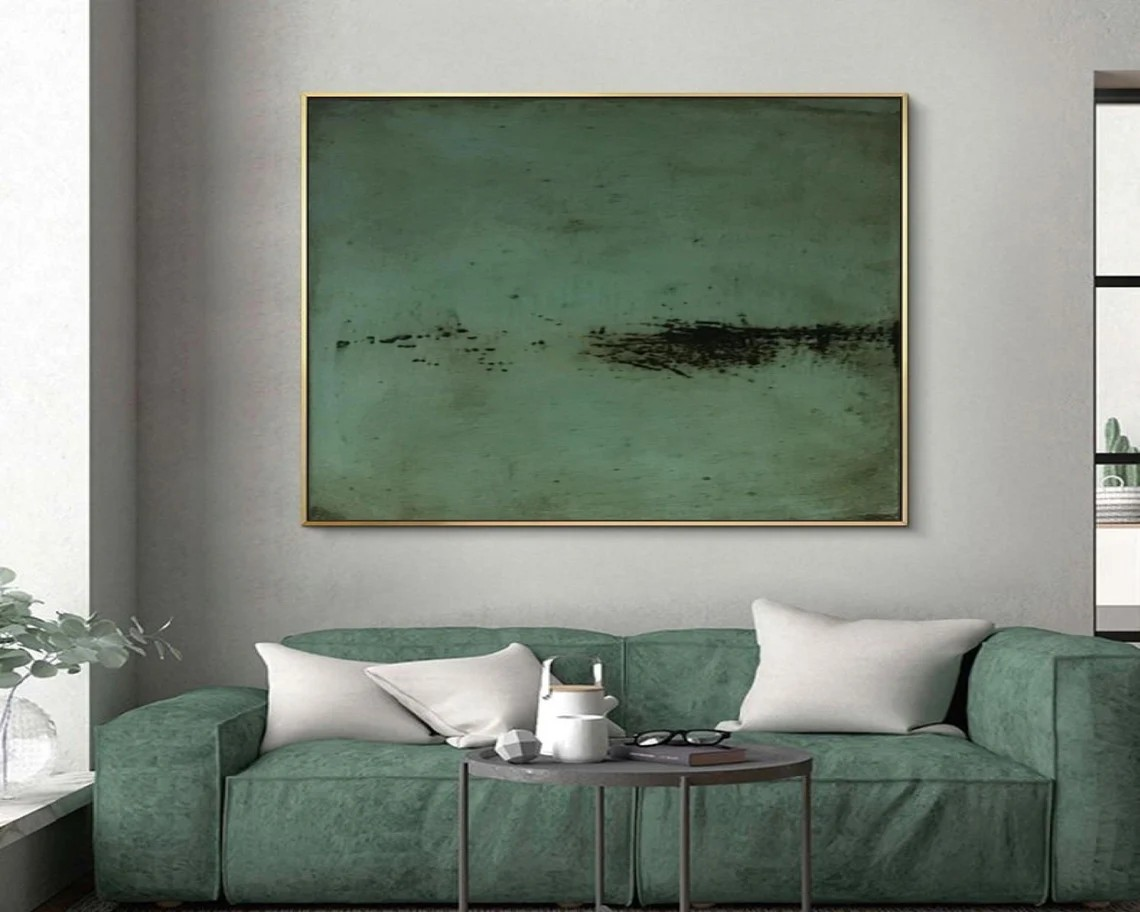 Green Canvas Art, Abstract Minimalist, Contemporary Wall Piece #BGA 096
