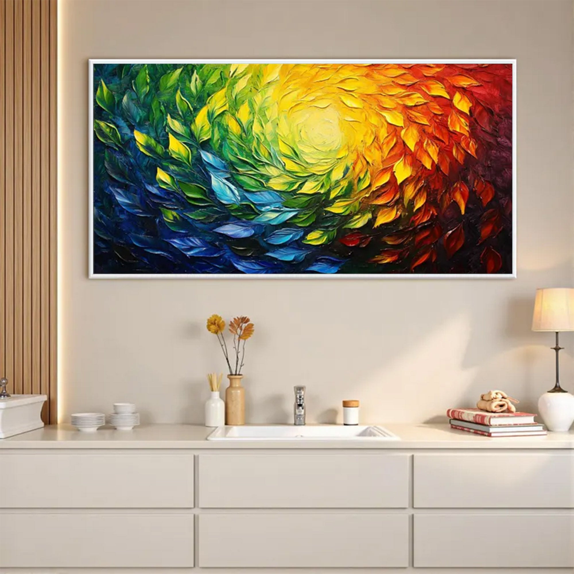 Large Modern Textured Full Spectrum Art | ArtvistaGallery #WGA 041