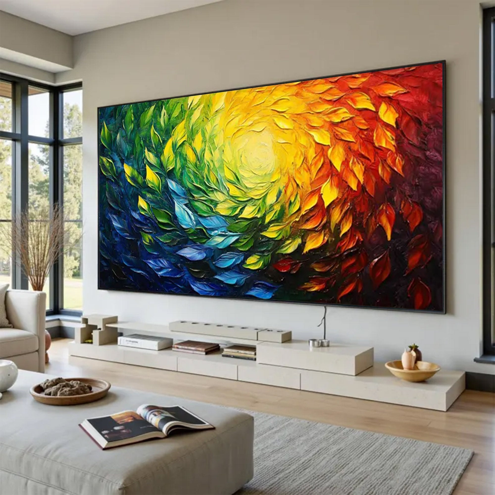Large Modern Textured Full Spectrum Art | ArtvistaGallery #WGA 041
