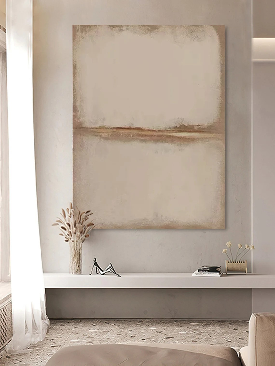 Minimalist Neutral Landscape Abstract, Serene Wall Art #BGA 084
