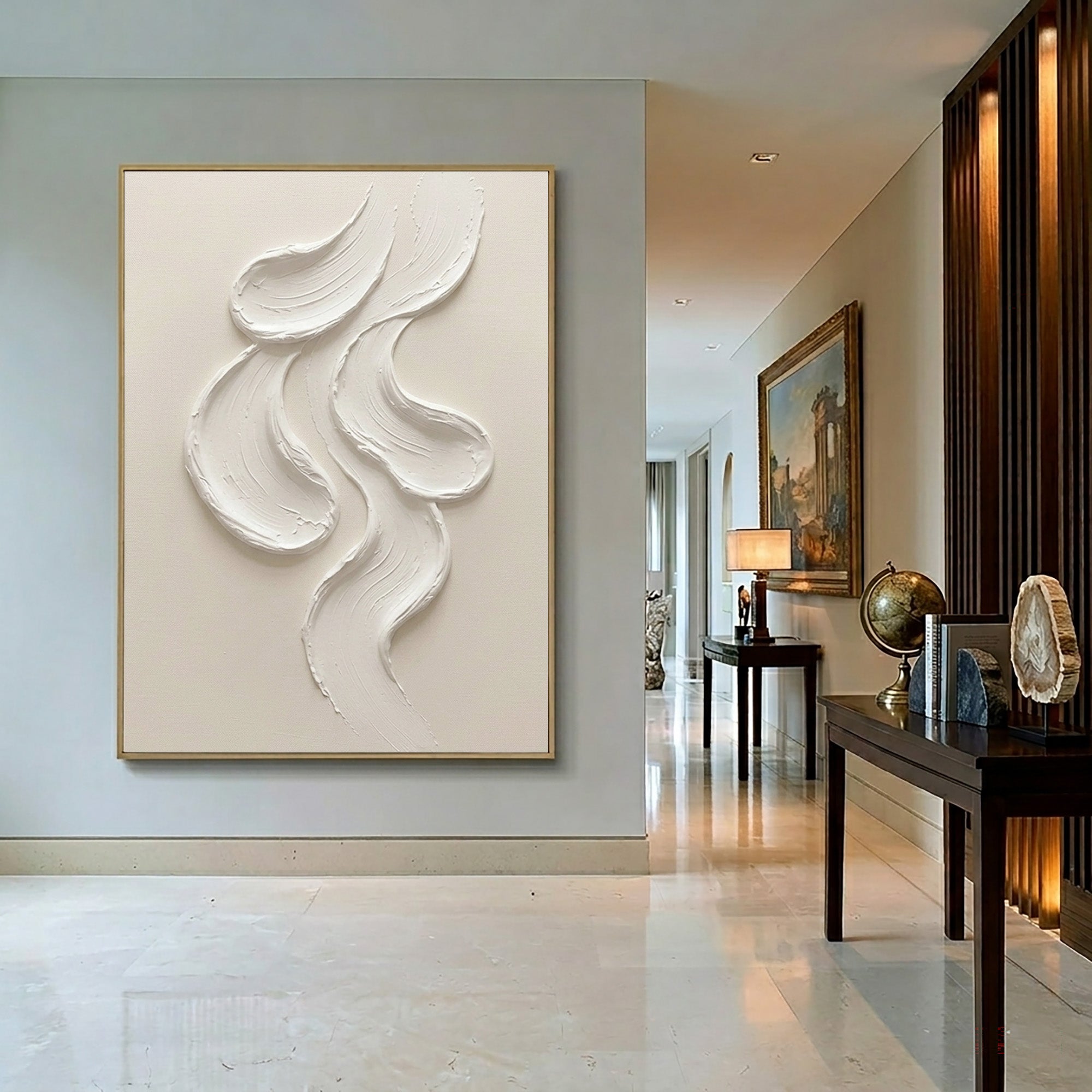 Large Modern Coastal Ocean Wall Art Textured Wave Oil Painting Seascape Cowboy Cowgirl Inspired Vintage Americana Artwork Contemporary Home Decor