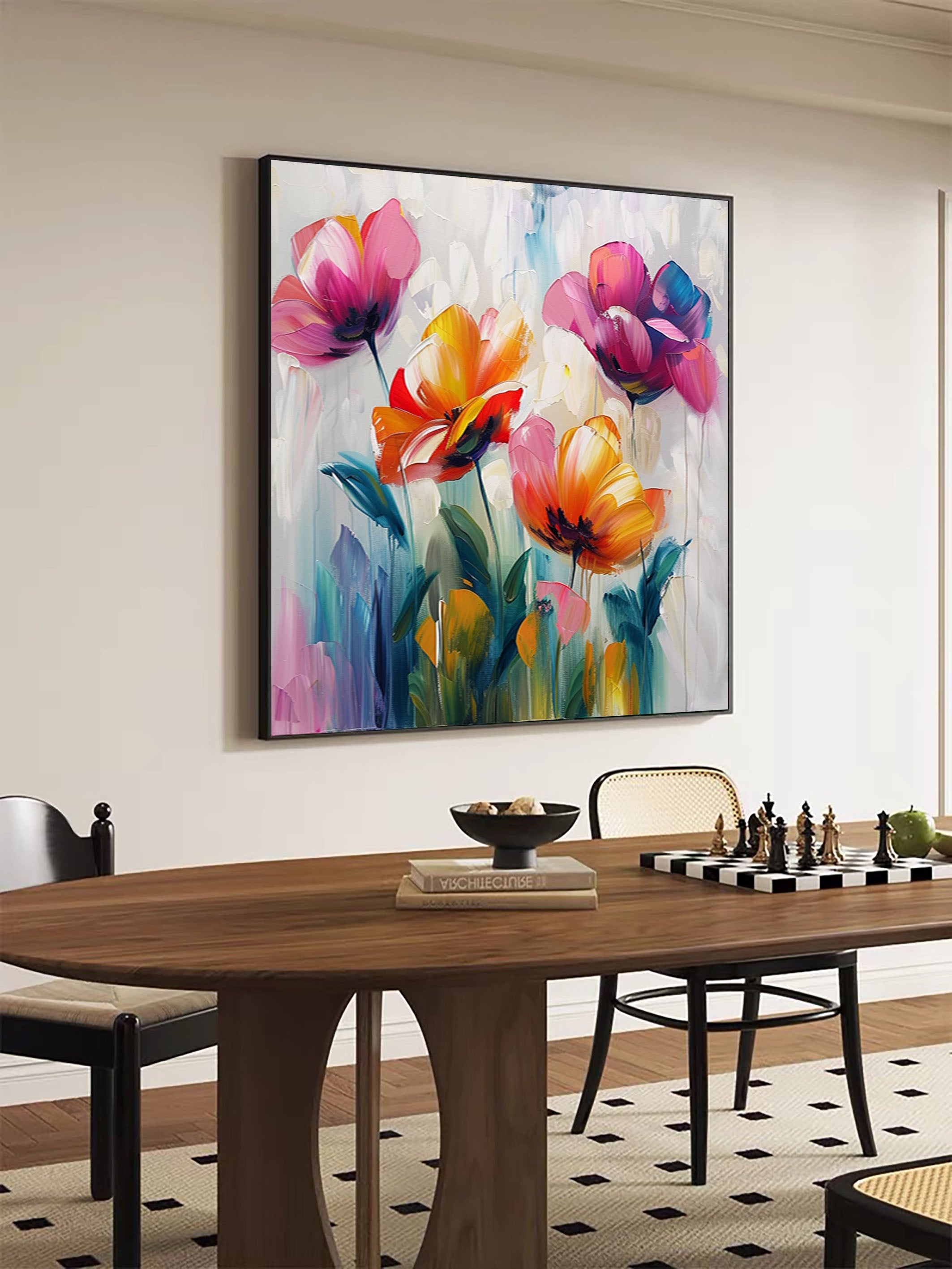 Vibrant Bloom Canvas Art Colorful Flower Wall Decor #FT 031