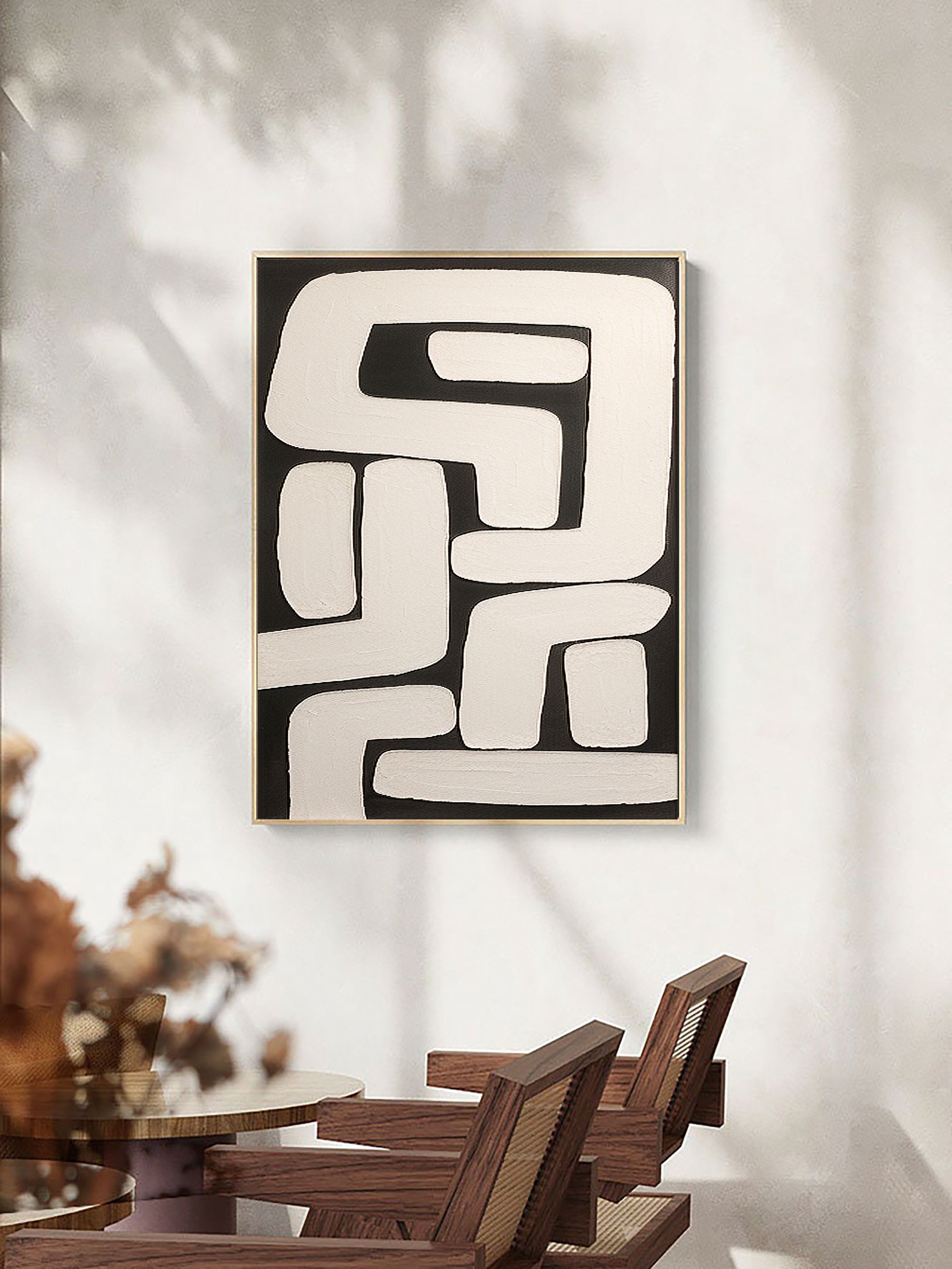 Beige & Brown Abstract Painting #LL 036