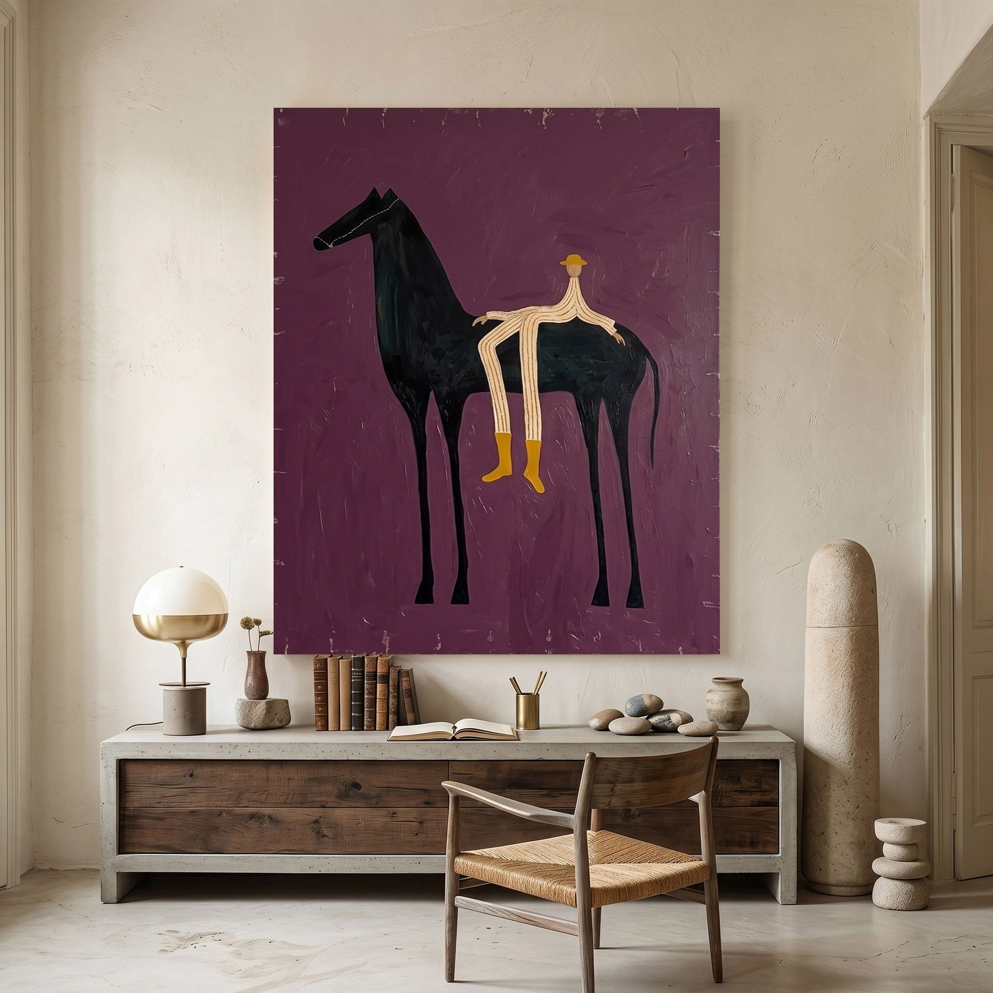 Large Cowboy Horse Wall Art Contemporary Western Figurative Painting