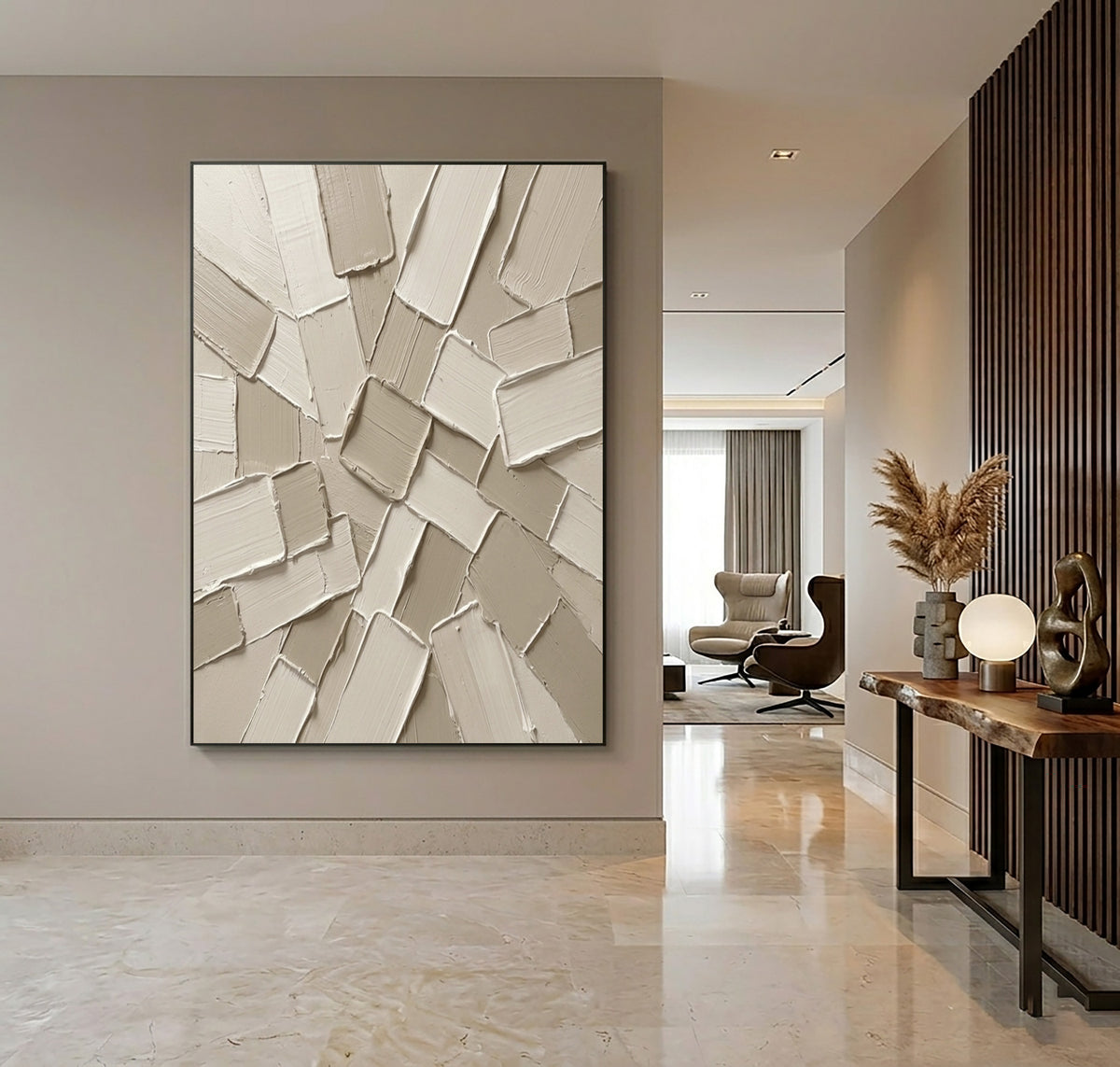 Fragments Gather At The Center Large Textured Abstract Wall Art Sculptural Relief Painting Modern Interior Decor
