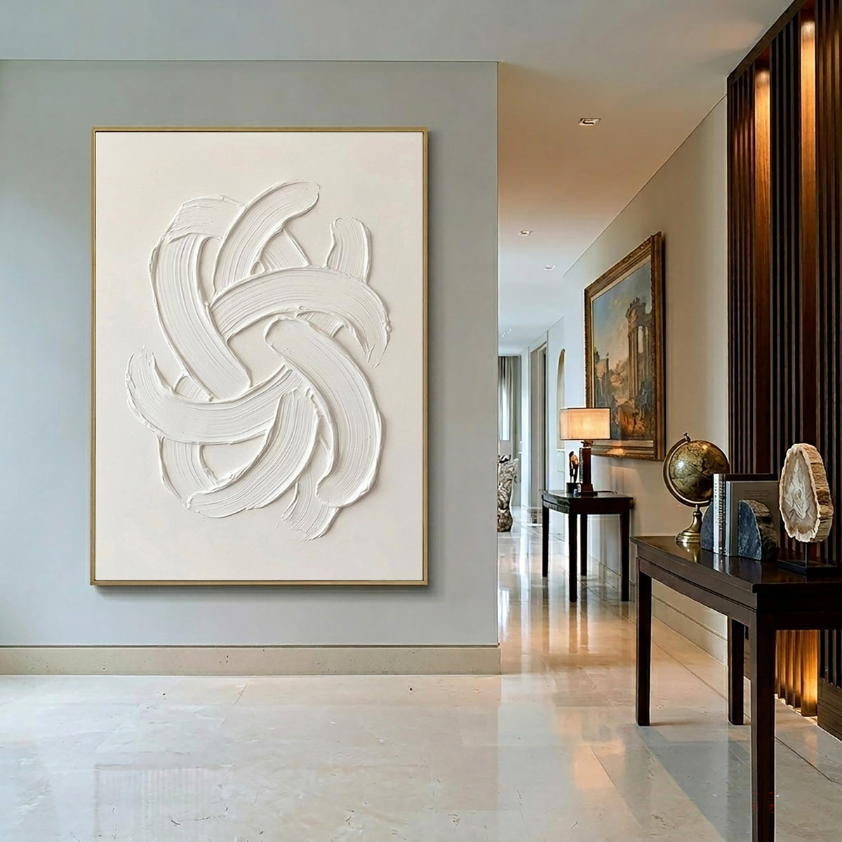 Large Minimal Textured Abstract Wall Art Hand Painted Oil Painting Contemporary Sculpture Inspired Artwork Modern Luxury Home Decor