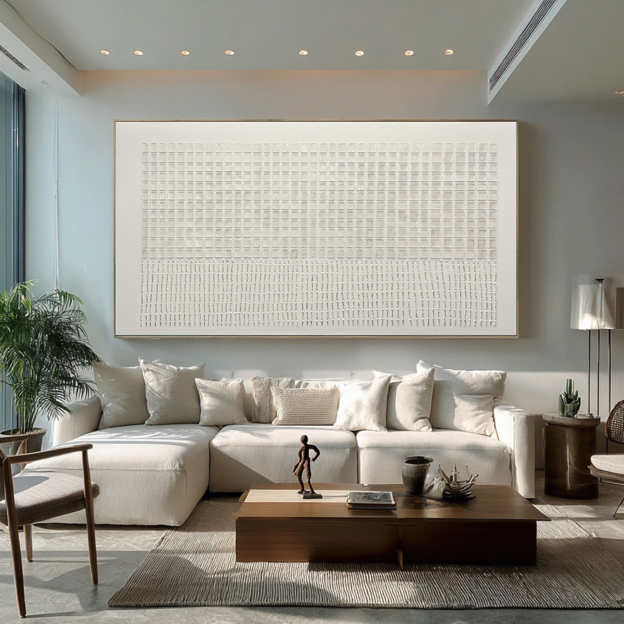 Large Abstract Oil Painting Beige Texture, Statement Wall Art for Modern Living Room | ArtvistaGallery #WAB 023
