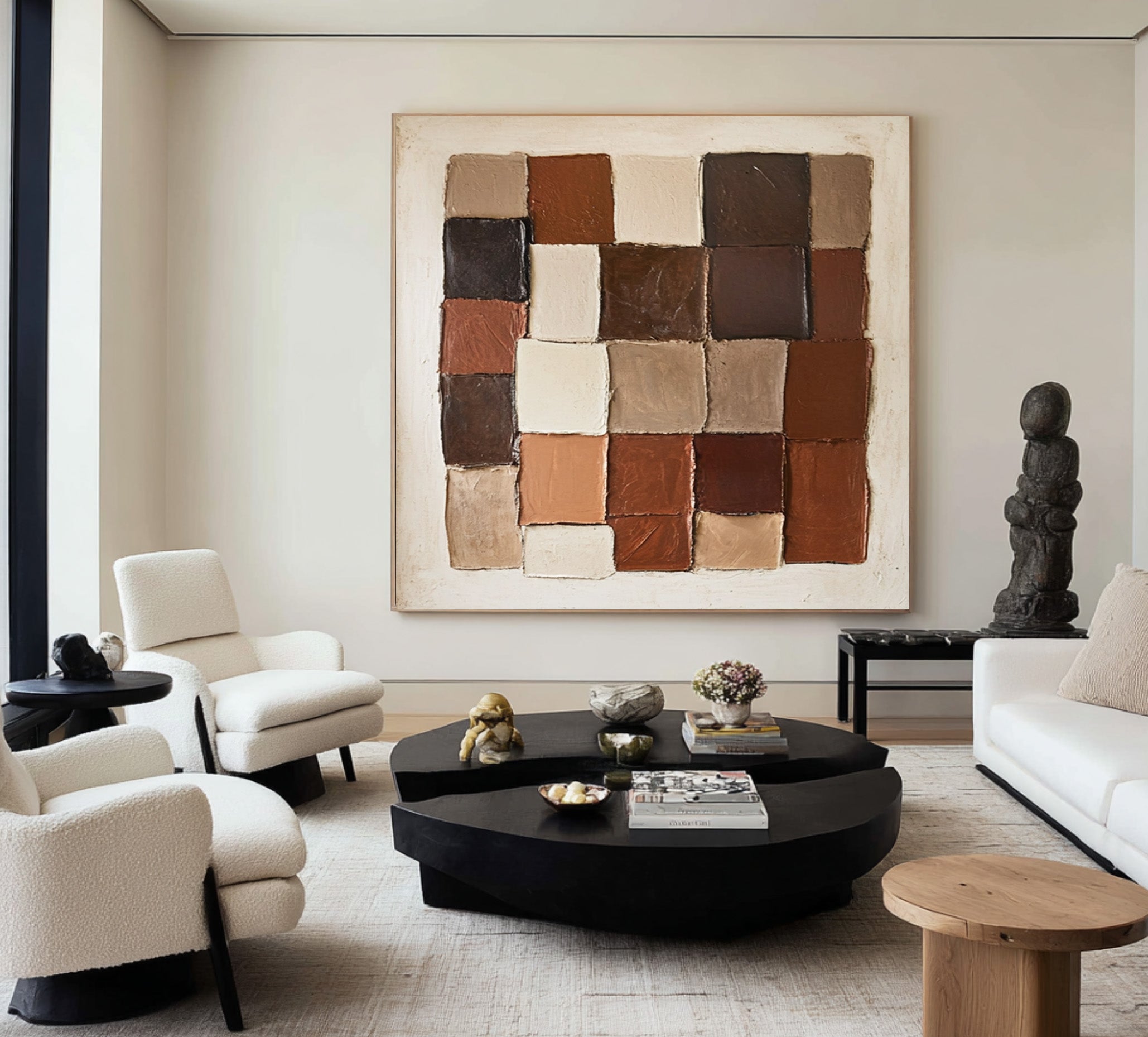 Large Textured Geometric Abstract Oil Painting #WAB 008