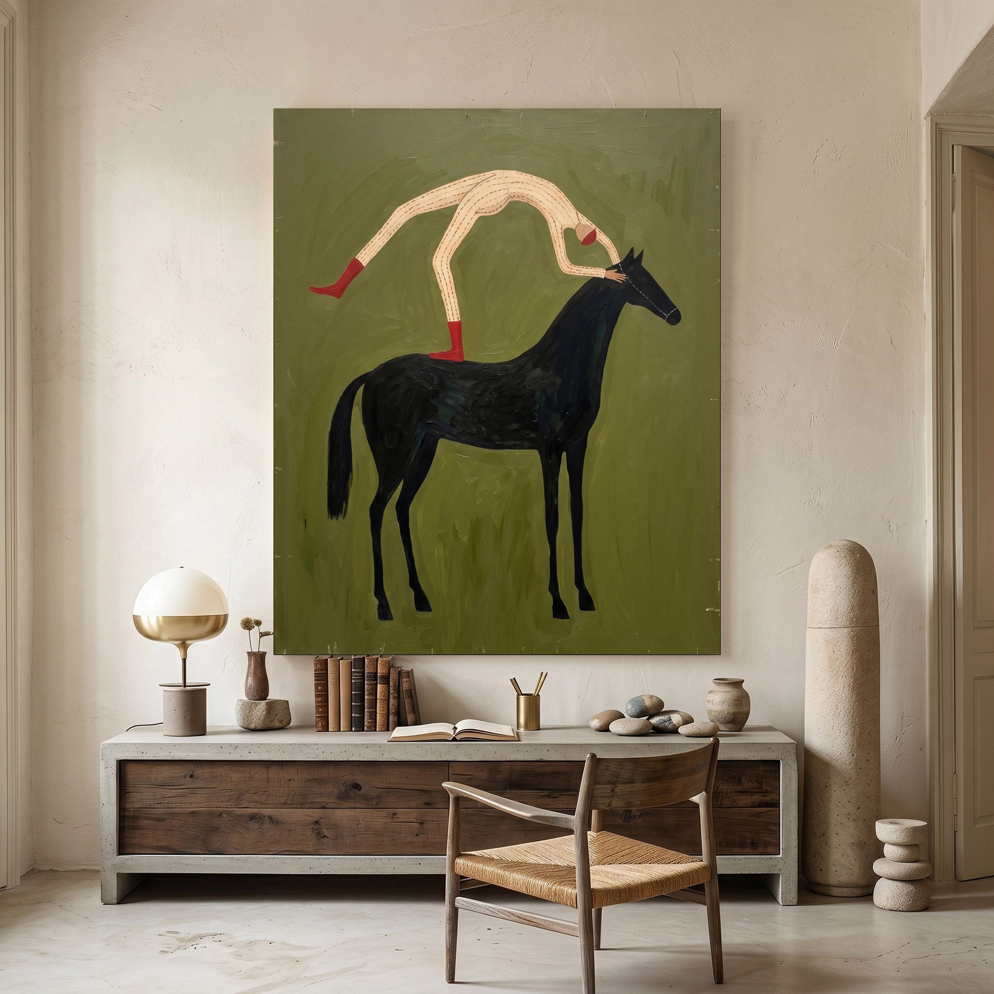 Large Cowboy Horse Wall Art Contemporary Western Figurative Painting