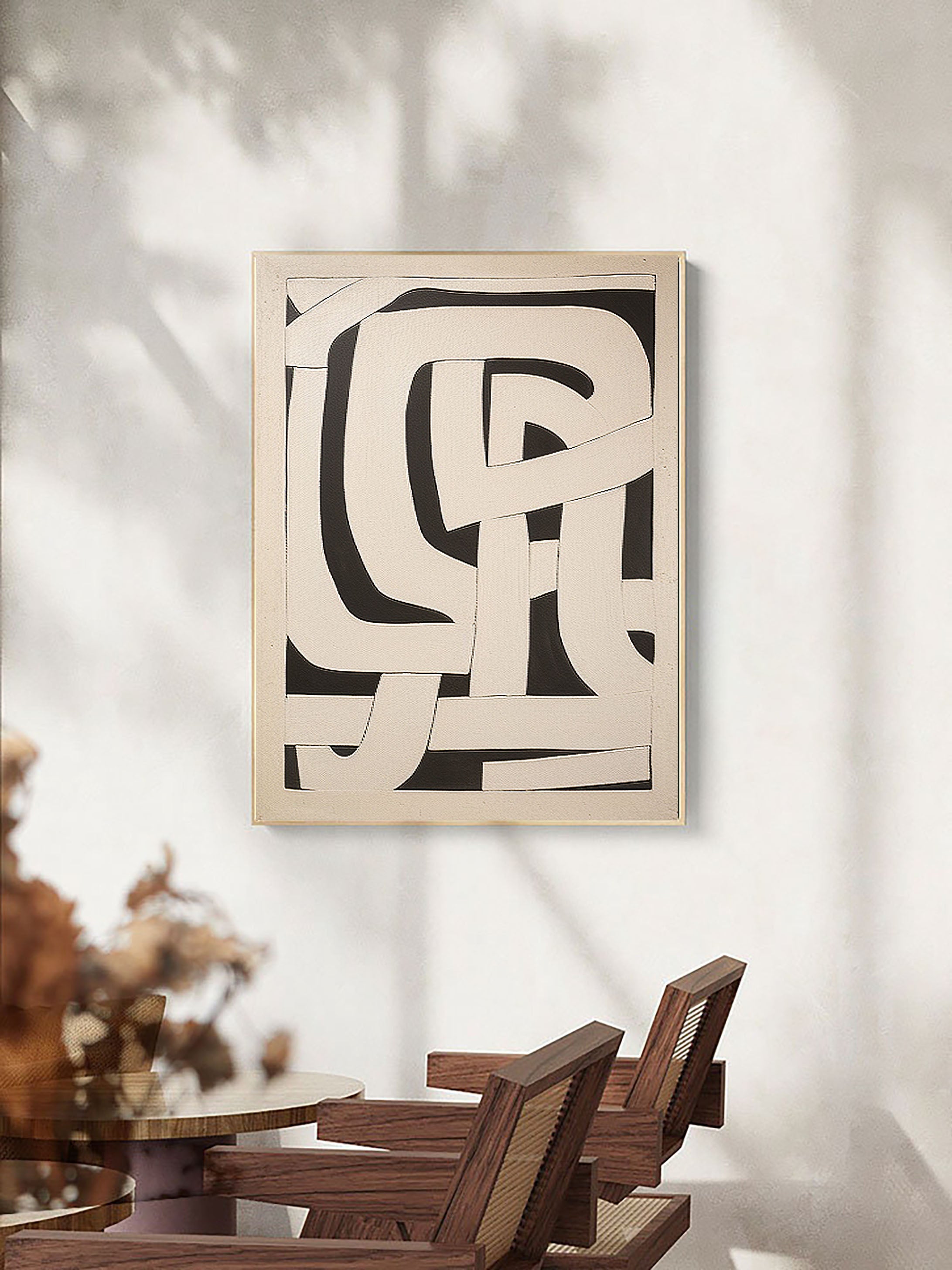 Beige & Brown Abstract Painting #LL 035