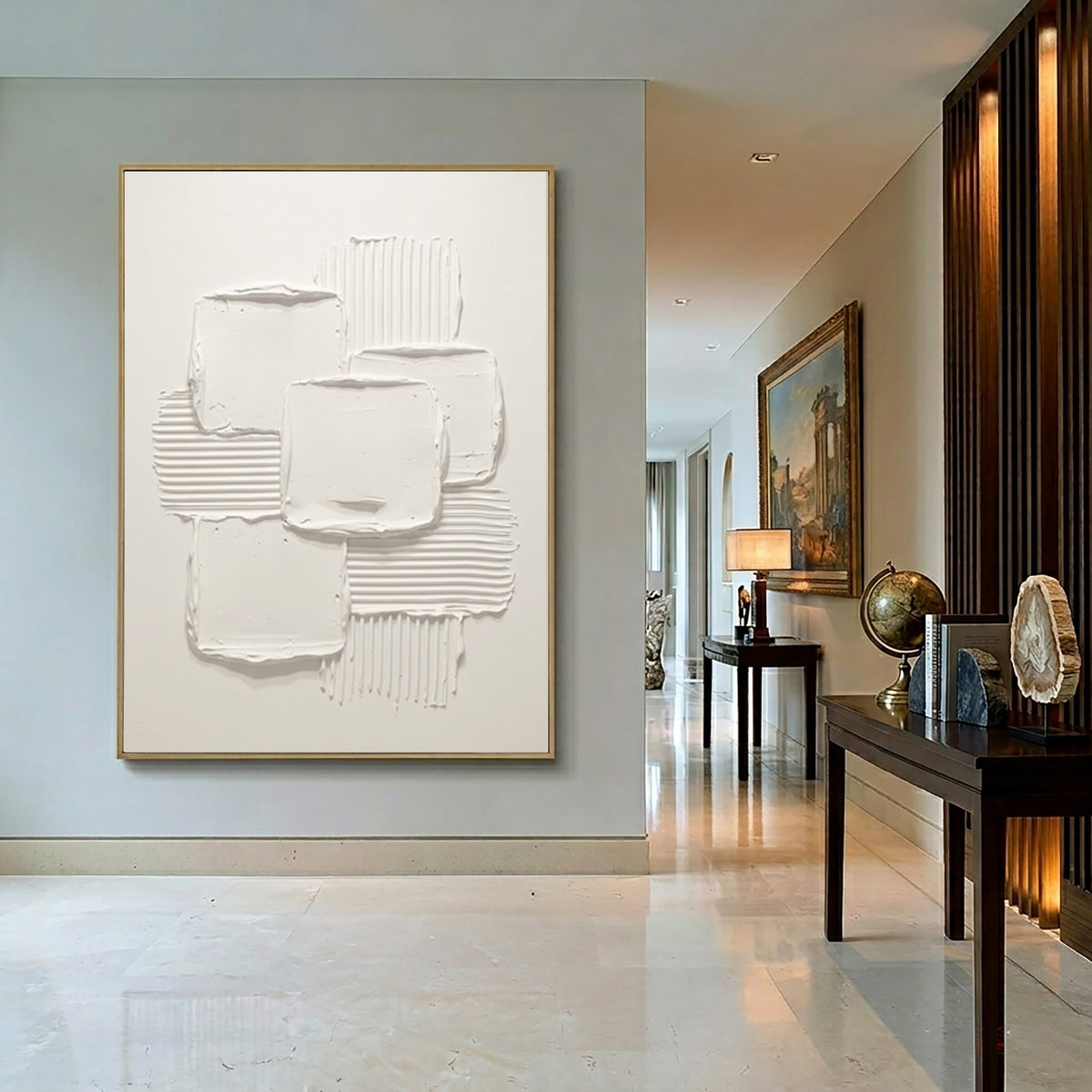 Balance Of Forms And Texture Large White Abstract Wall Art Textured Relief Contemporary Minimalist Artwork
