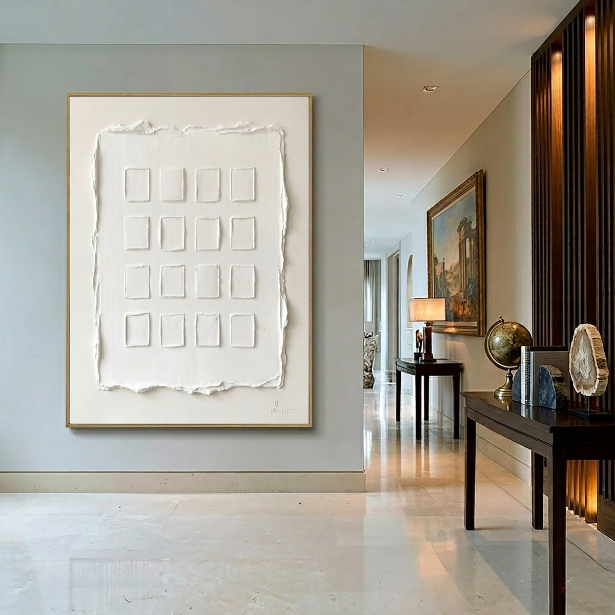 Fragments Of Order And Light White Abstract Wall Art Textured Relief Contemporary Painting