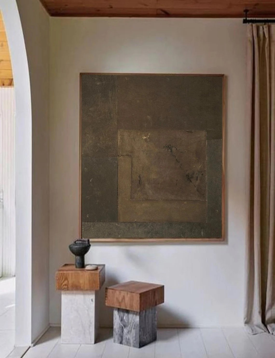 Large Contemporary Brown Abstract, Tactile Depth Wall Art #BGA 104