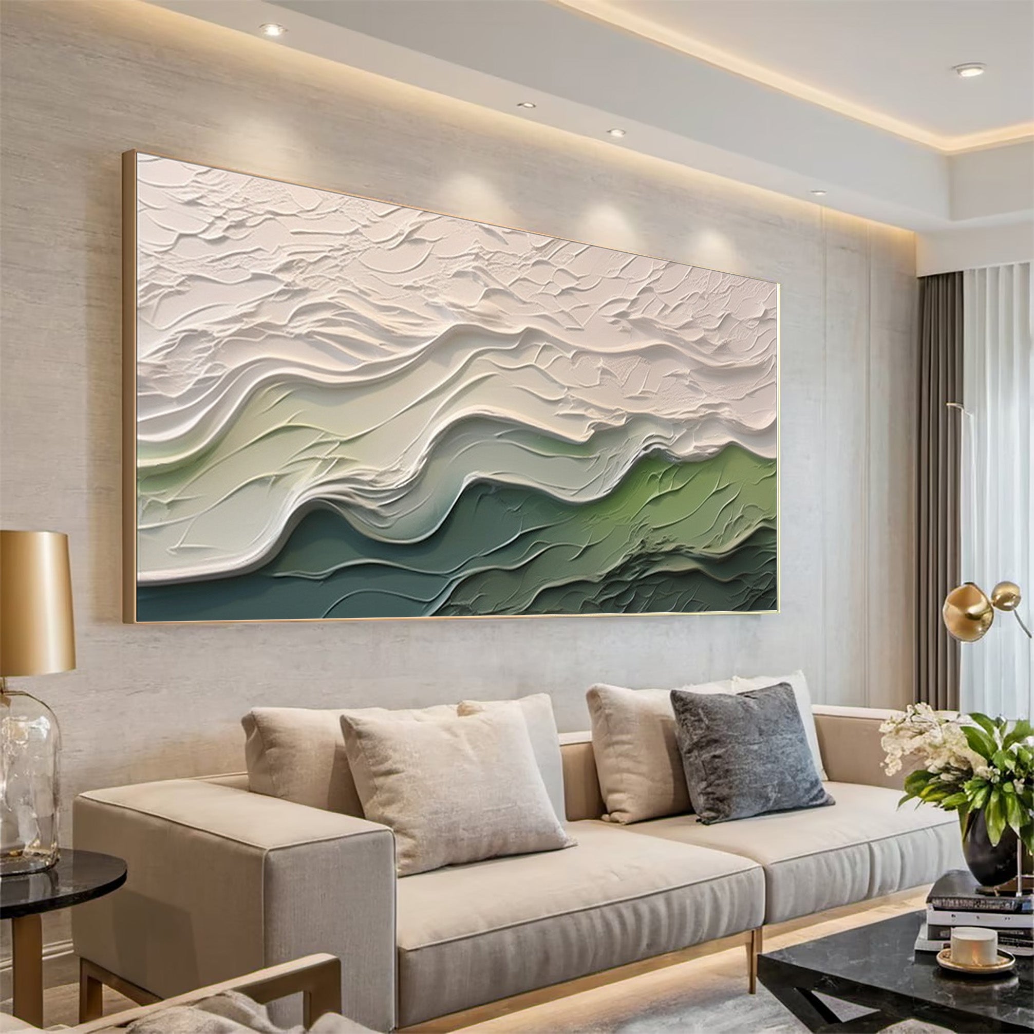 Textured Ocean Art Hand Painted Wave Painting #WG 092