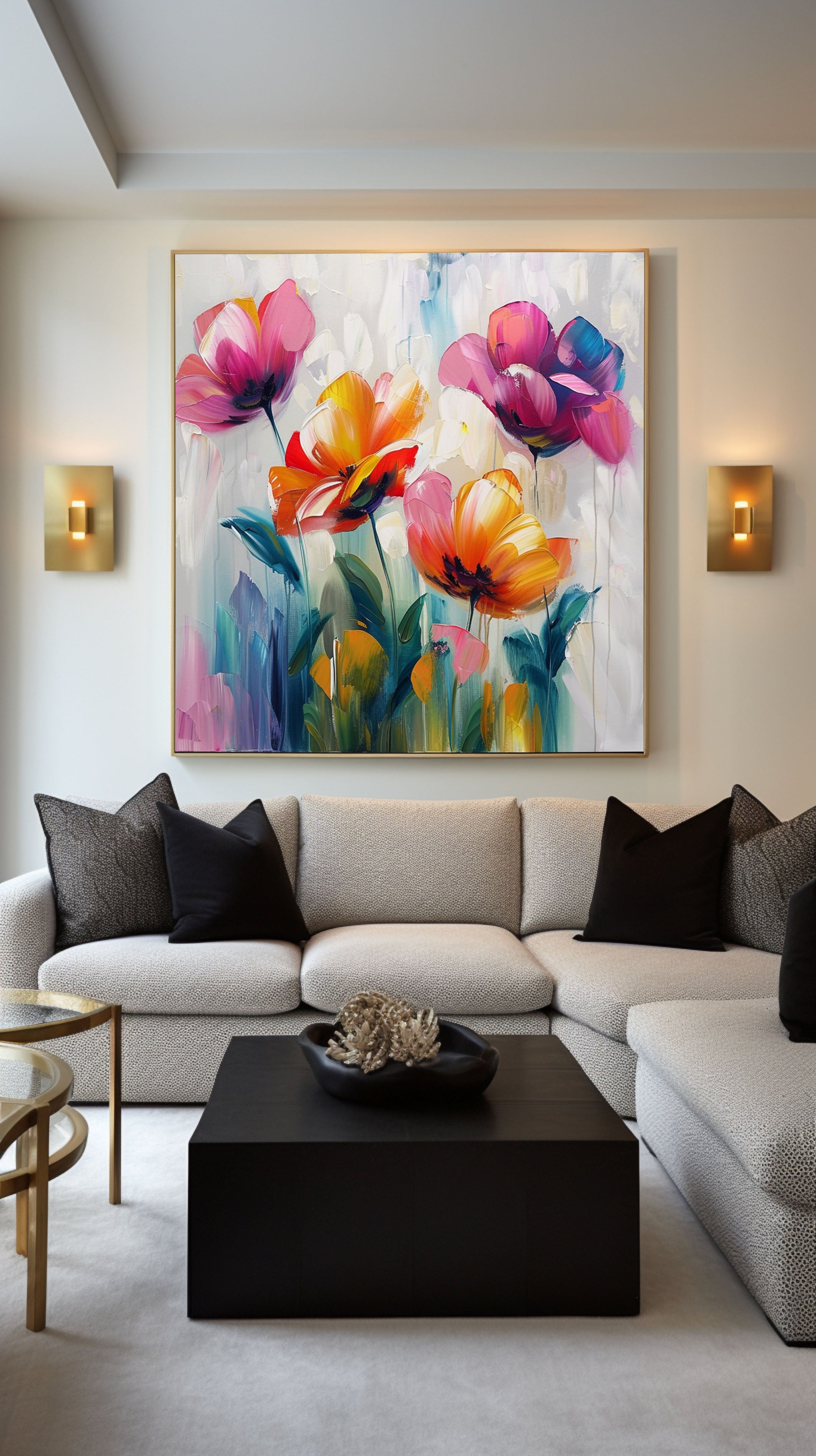 Vibrant Bloom Canvas Art Colorful Flower Wall Decor #FT 031