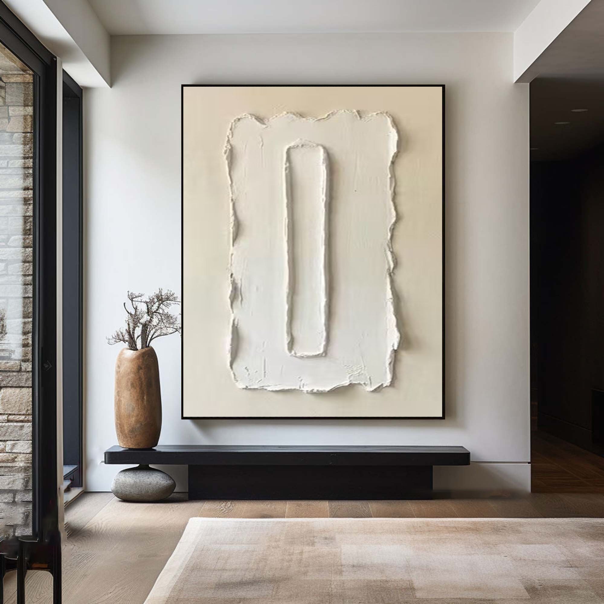 Large Minimalist White Texture Oil Painting for Modern Luxury Interiors