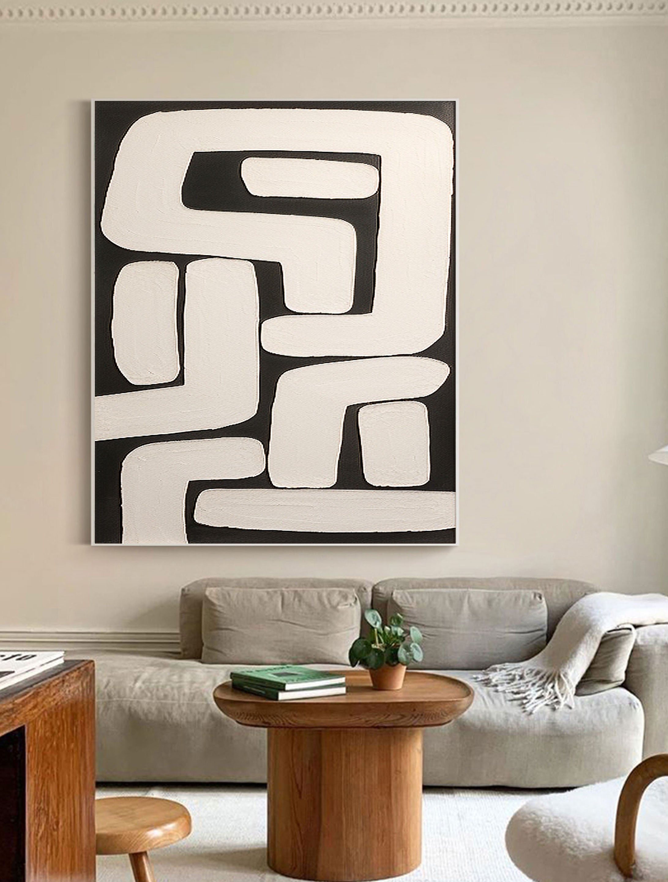 Beige & Brown Abstract Painting #LL 036