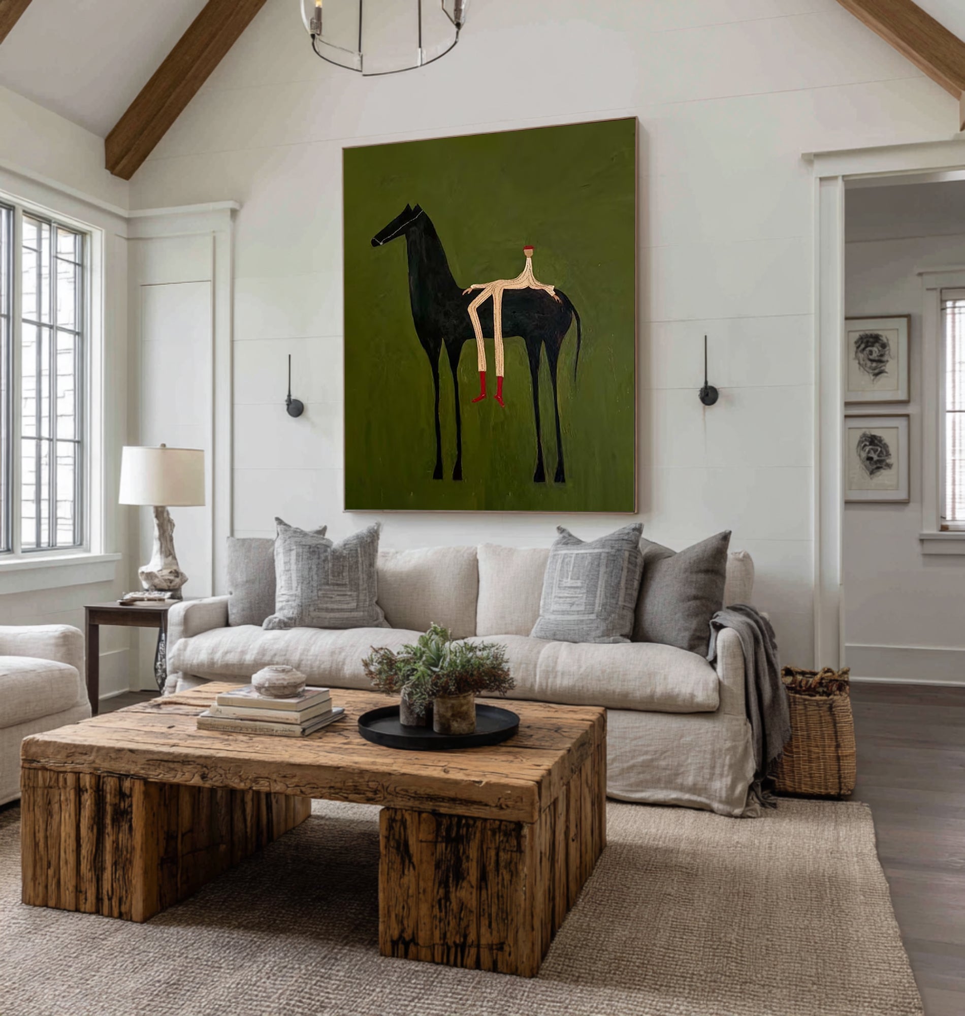 Large Surreal Horse Painting Contemporary Figurative Wall Art
