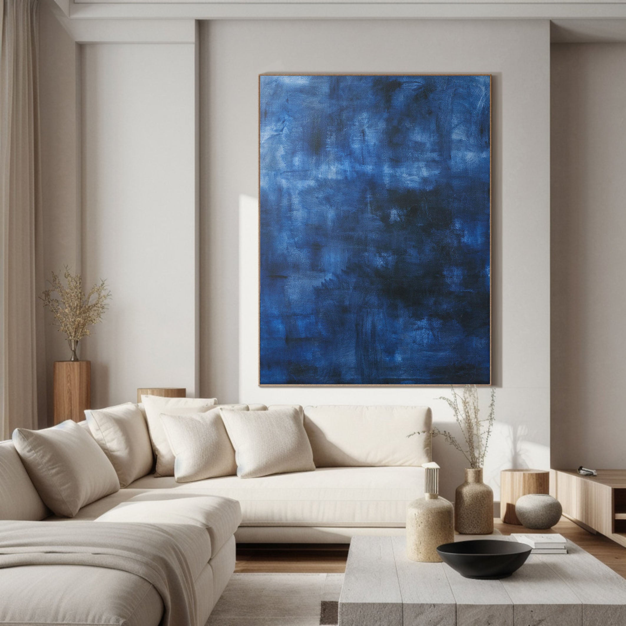 Deep Blue Modern Minimalist Canvas With Depth and Texture #BGA 047