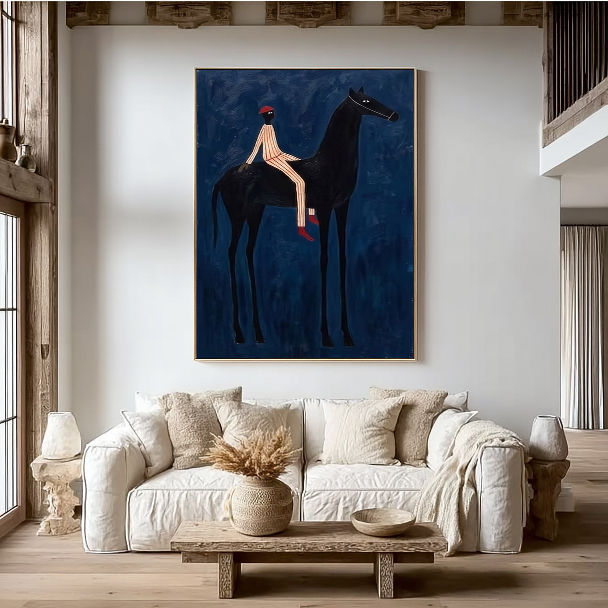 Large Modern Cowboy Wall Art Contemporary Equestrian Painting