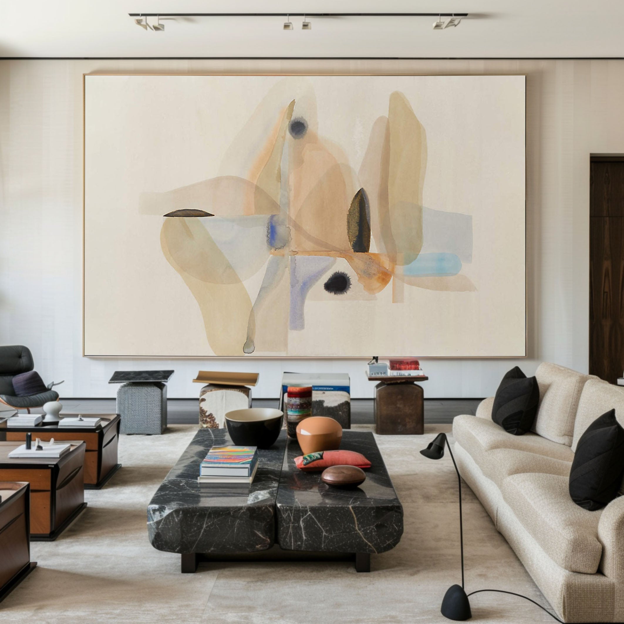 Neutral Color Abstraction with Organic Motifs, Minimalist Art #BGA 062