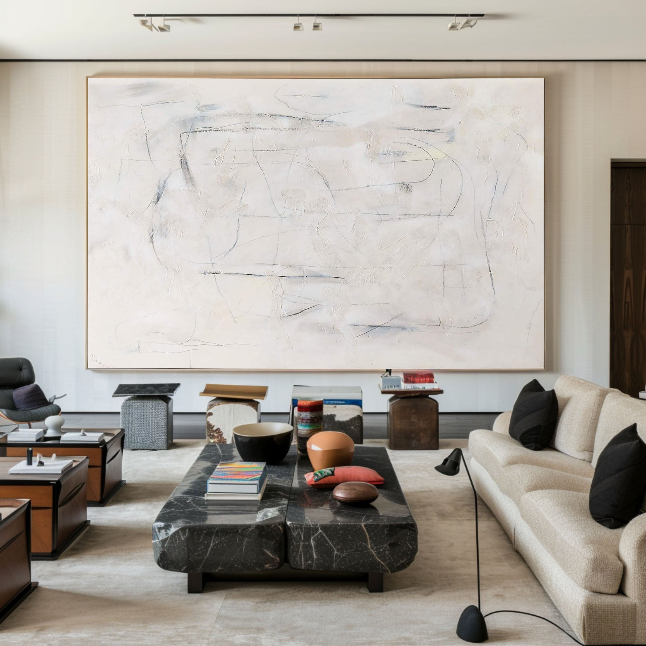 Neutral Field with Delicate Line Impressions, Minimalist Art #BGA 063