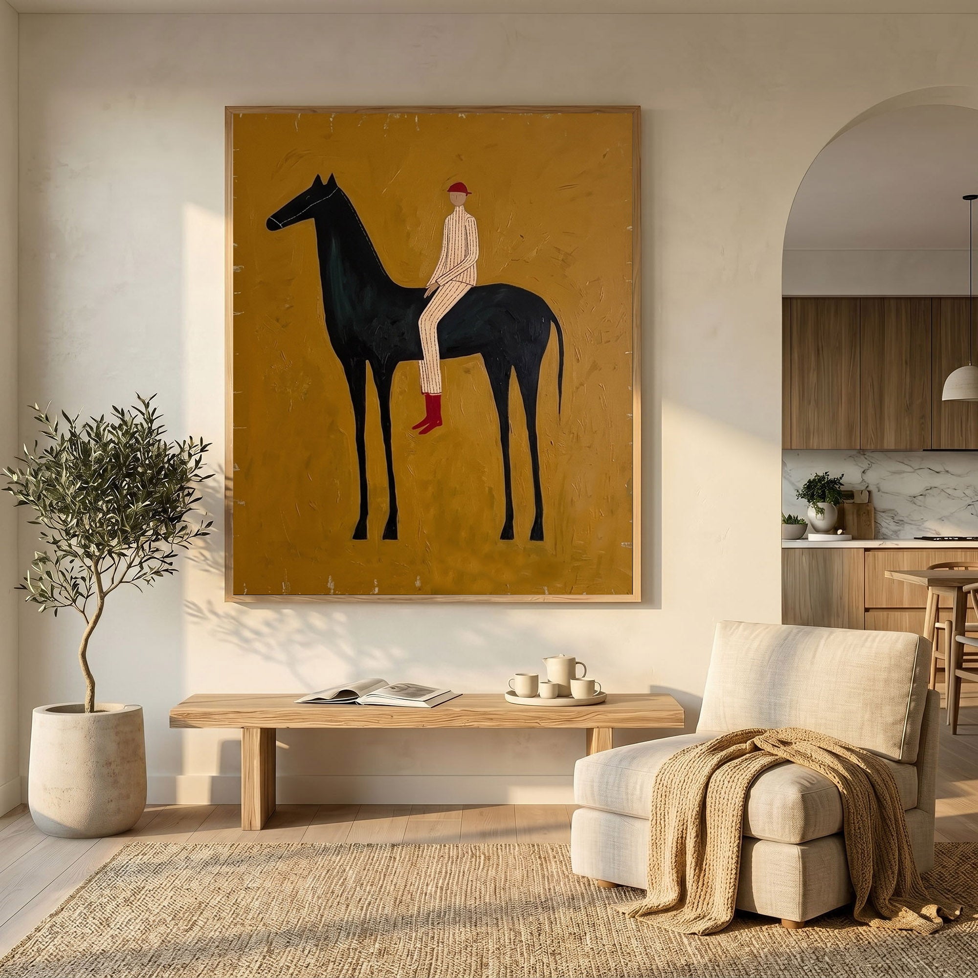 Large Cowboy Horse Wall Art Contemporary Western Minimalist Painting