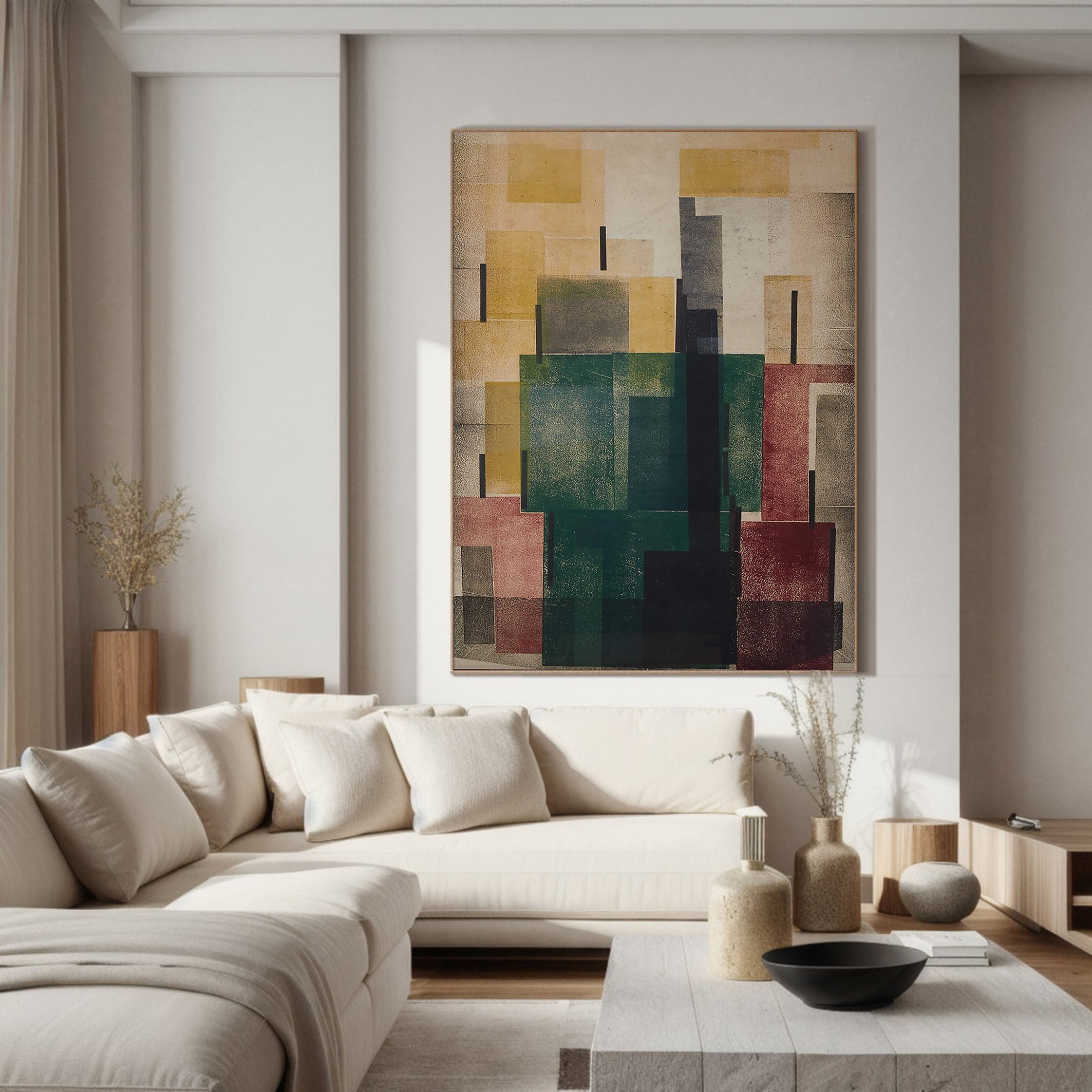 Layered Geometric Abstract In Earth Tones, Modern Minimalist #BGA 051