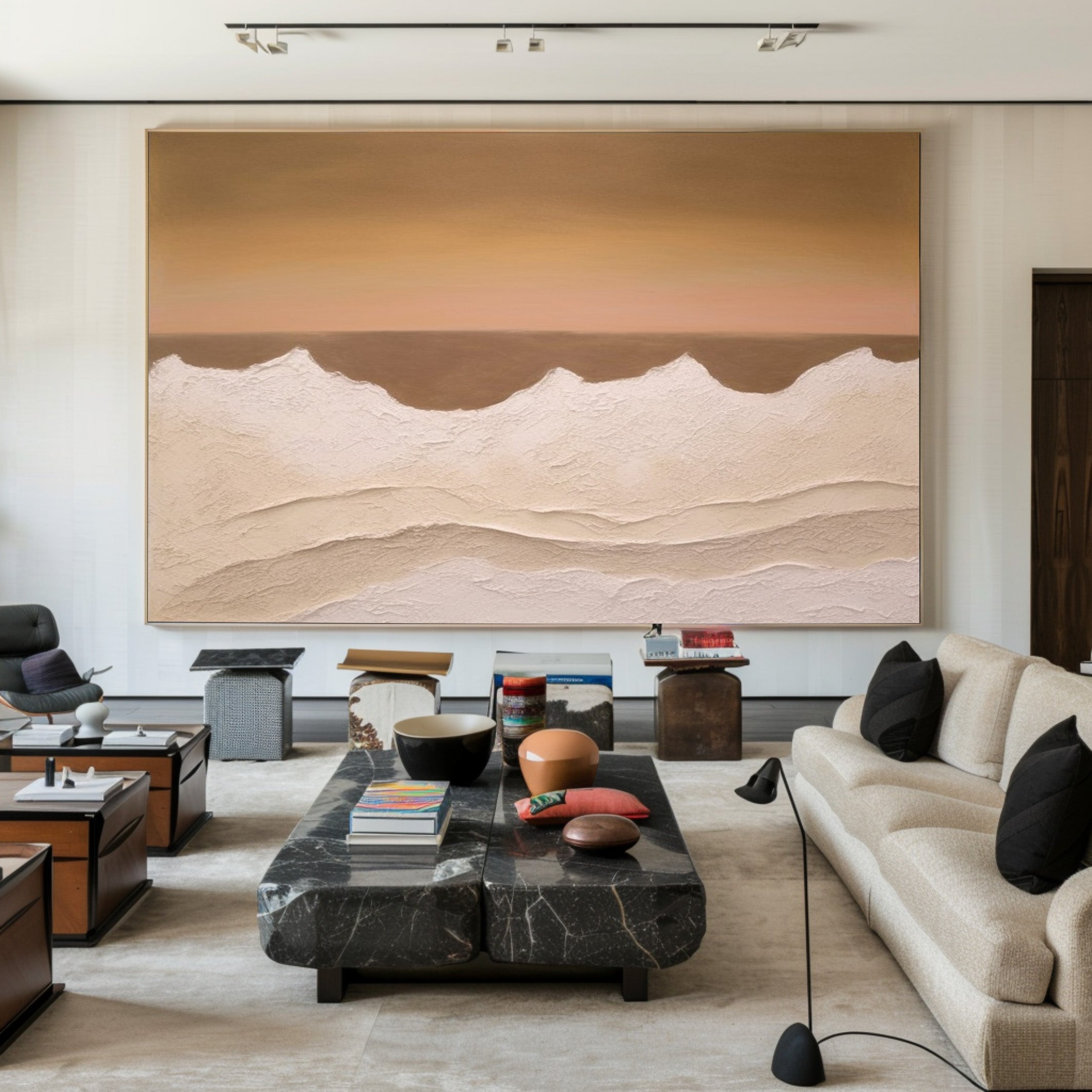 Contemporary Abstract with Textured Band, Minimalist Landscape #BGA 171